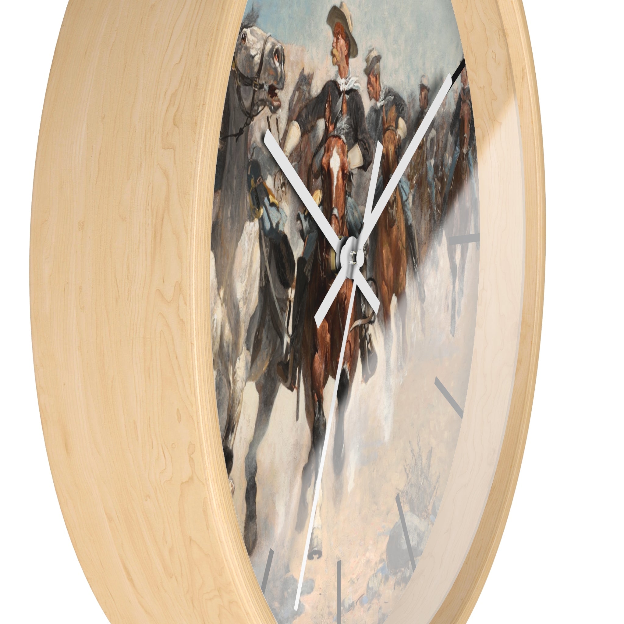 Custom Masters of Art Frederic Remington Dismounted: The Fourth Troopers Moving the Led Horses Premium Wall Clock - POPvault