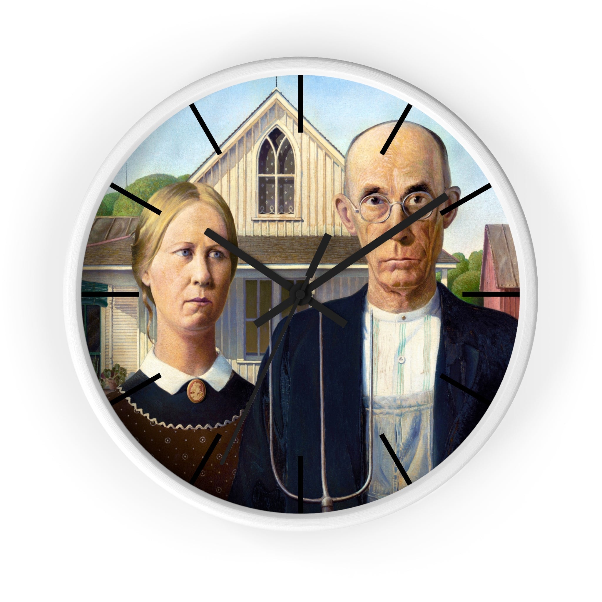 Custom Masters of Art Grant Wood American Gothic Premium Wall Clock - POPvault