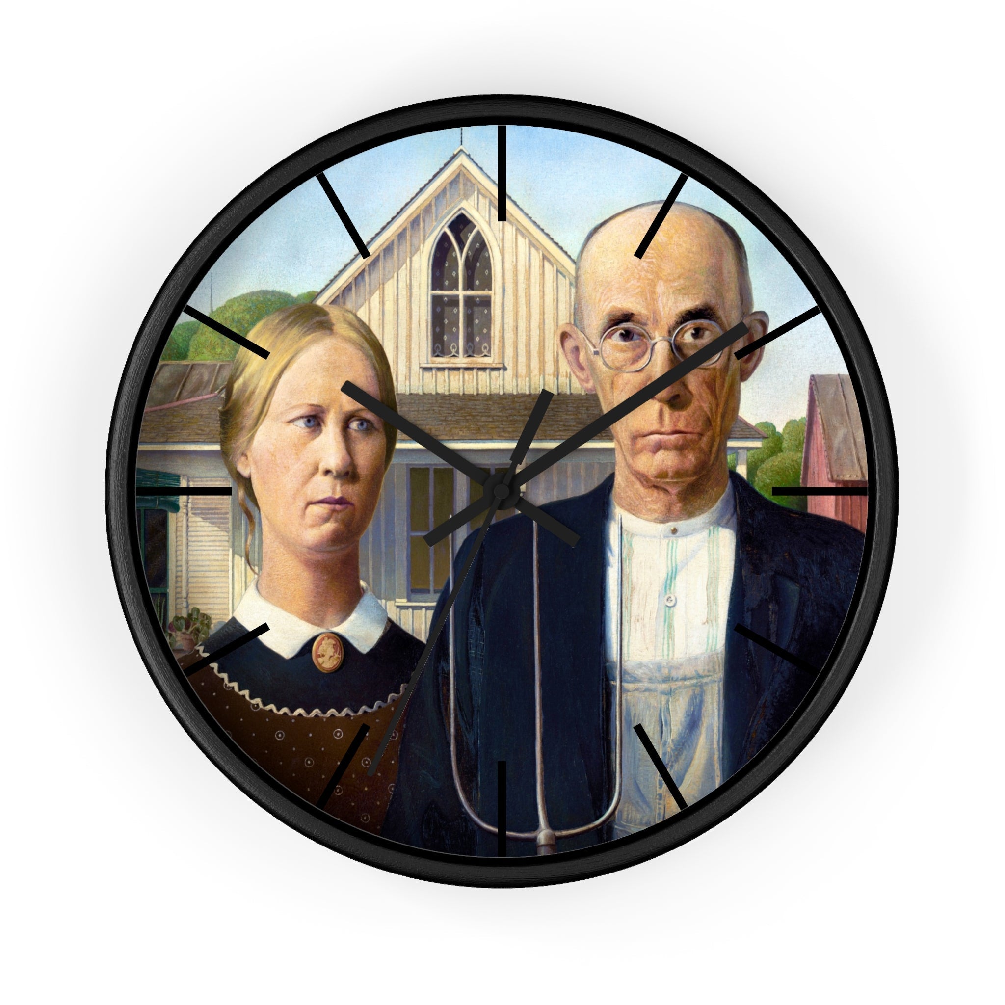 Custom Masters of Art Grant Wood American Gothic Premium Wall Clock - POPvault