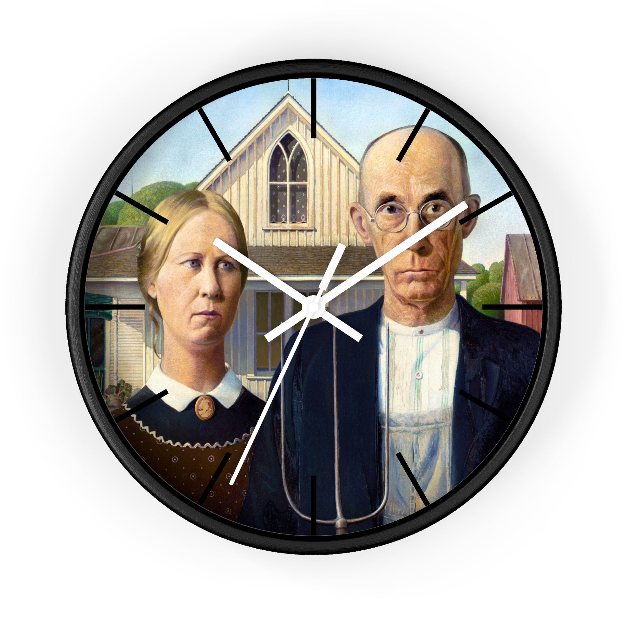 Custom Masters of Art Grant Wood American Gothic Premium Wall Clock - POPvault