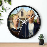 Custom Masters of Art Grant Wood American Gothic Premium Wall Clock - POPvault