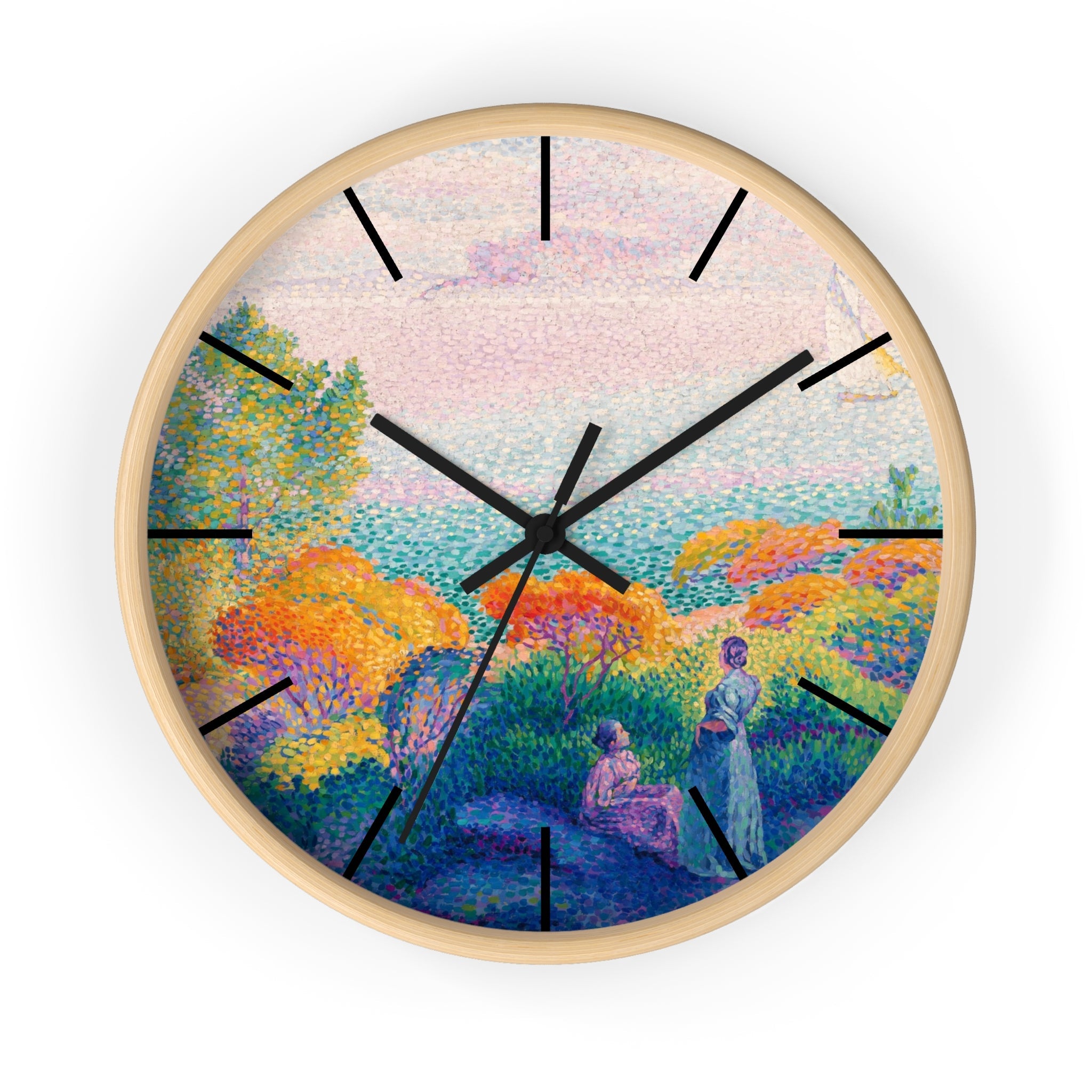 Custom Masters of Art Henri - Edmond Cross Two Women by the Shore, Mediterranean Premium Wall Clock - POPvault