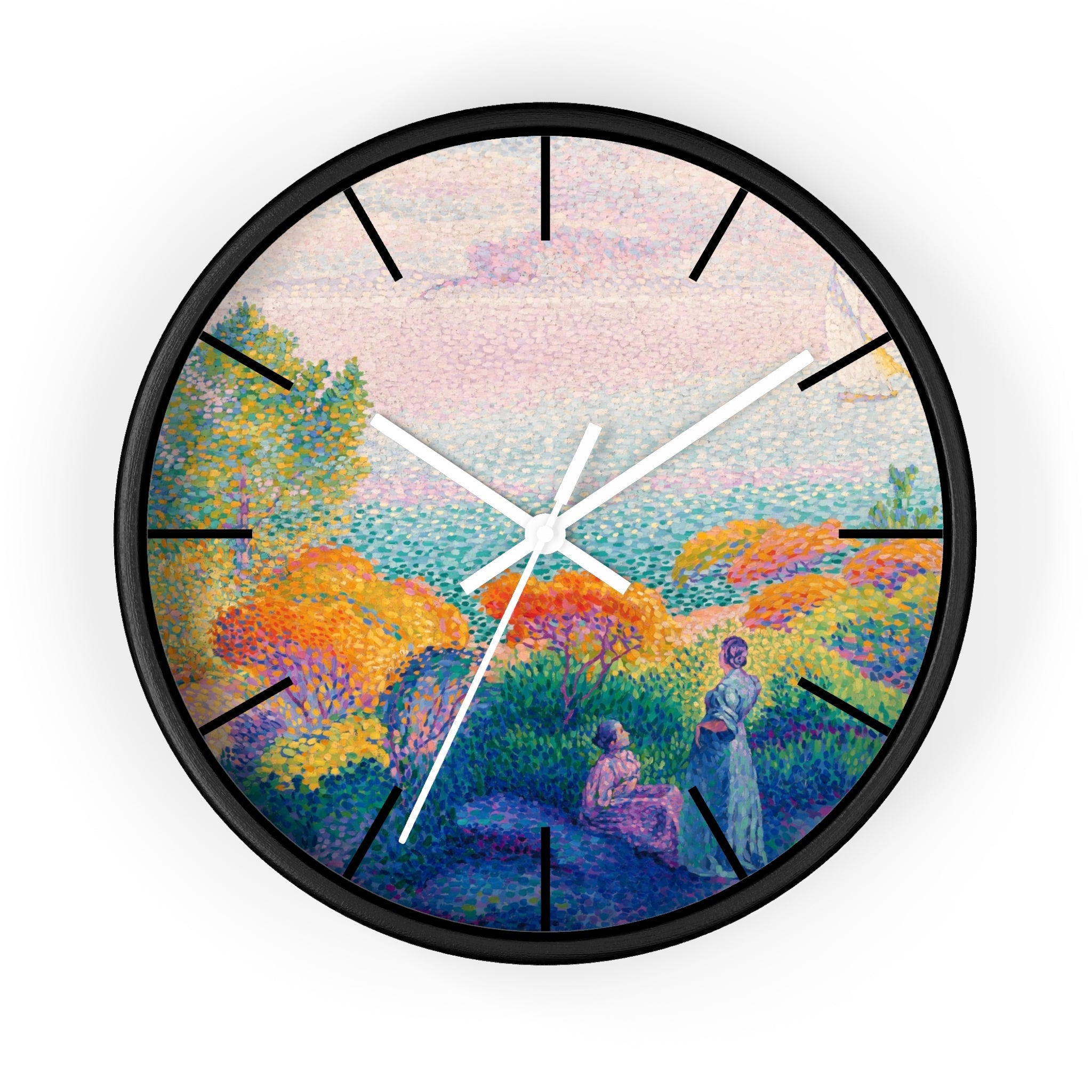 Custom Masters of Art Henri - Edmond Cross Two Women by the Shore, Mediterranean Premium Wall Clock - POPvault