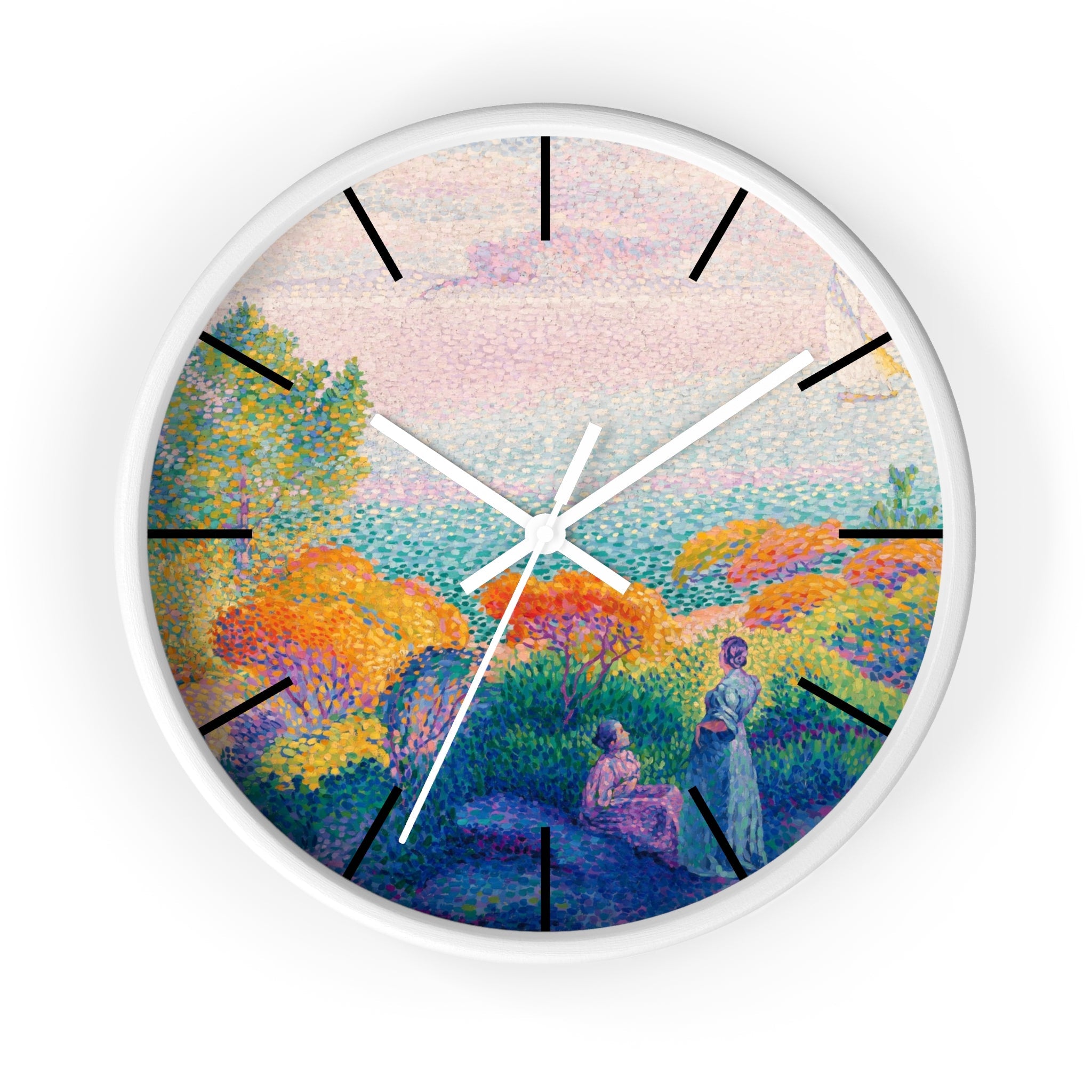 Custom Masters of Art Henri - Edmond Cross Two Women by the Shore, Mediterranean Premium Wall Clock - POPvault