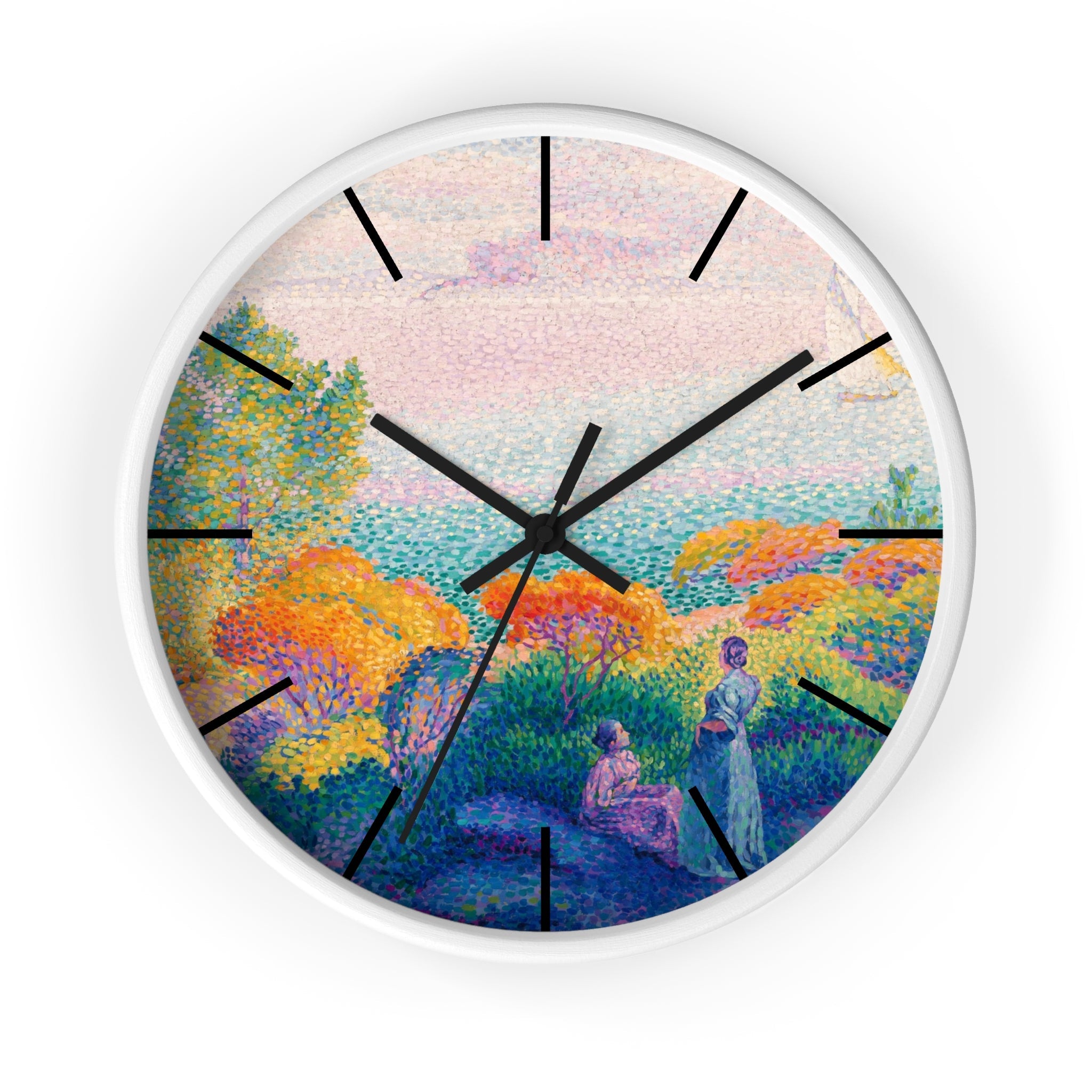 Custom Masters of Art Henri - Edmond Cross Two Women by the Shore, Mediterranean Premium Wall Clock - POPvault