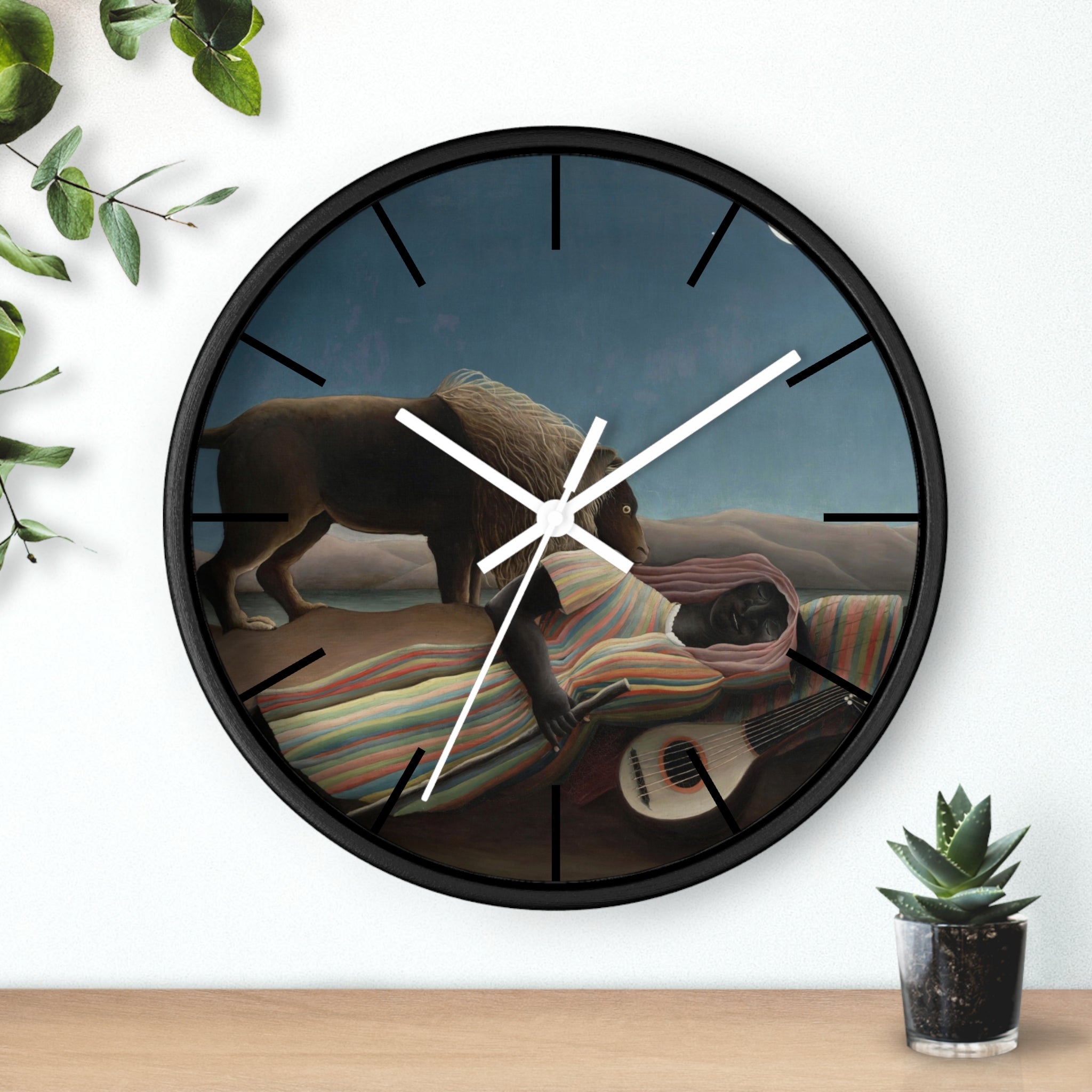 Custom Masters of Art Henri Rousseau The Sleeping Gypsy (La Bohémienne endormie) Premium Wall Clock - POPvault