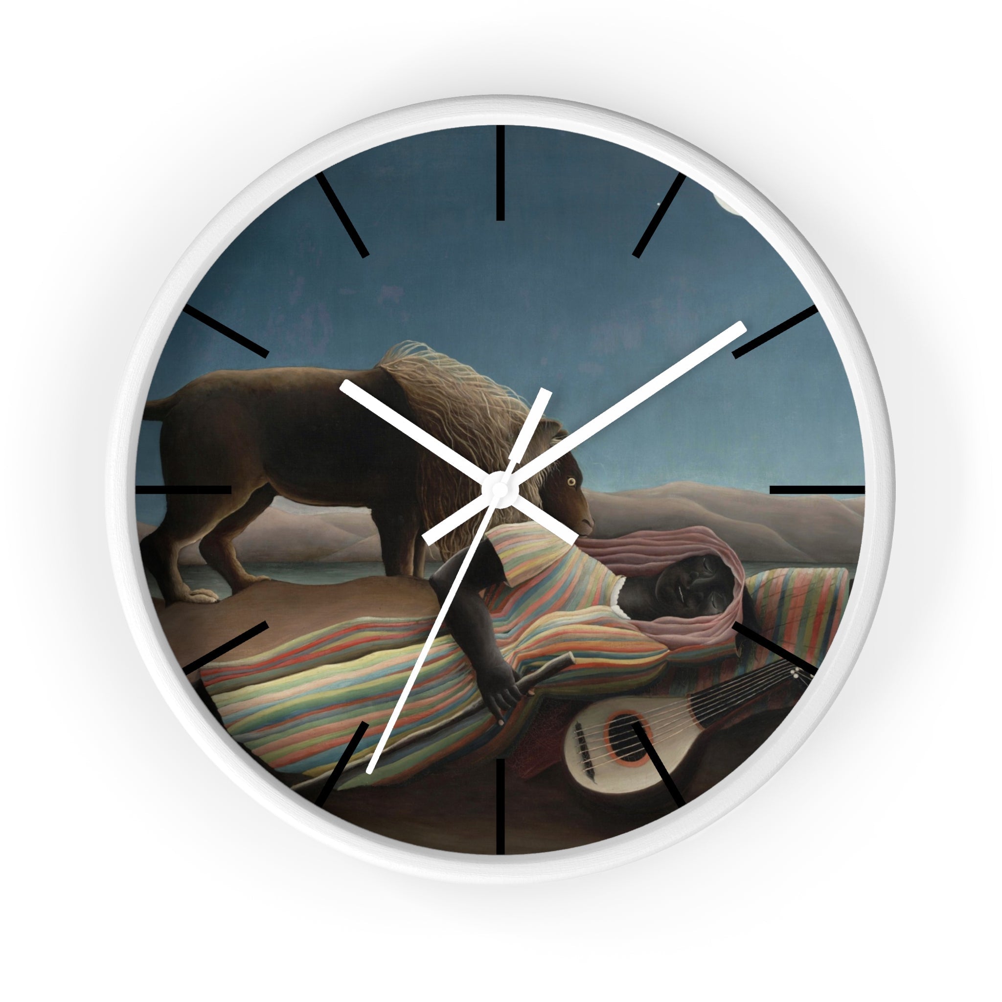 Custom Masters of Art Henri Rousseau The Sleeping Gypsy (La Bohémienne endormie) Premium Wall Clock - POPvault