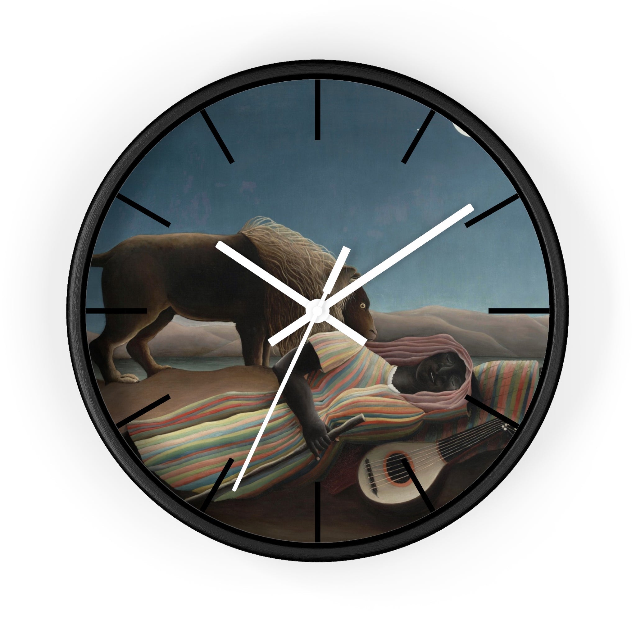 Custom Masters of Art Henri Rousseau The Sleeping Gypsy (La Bohémienne endormie) Premium Wall Clock - POPvault