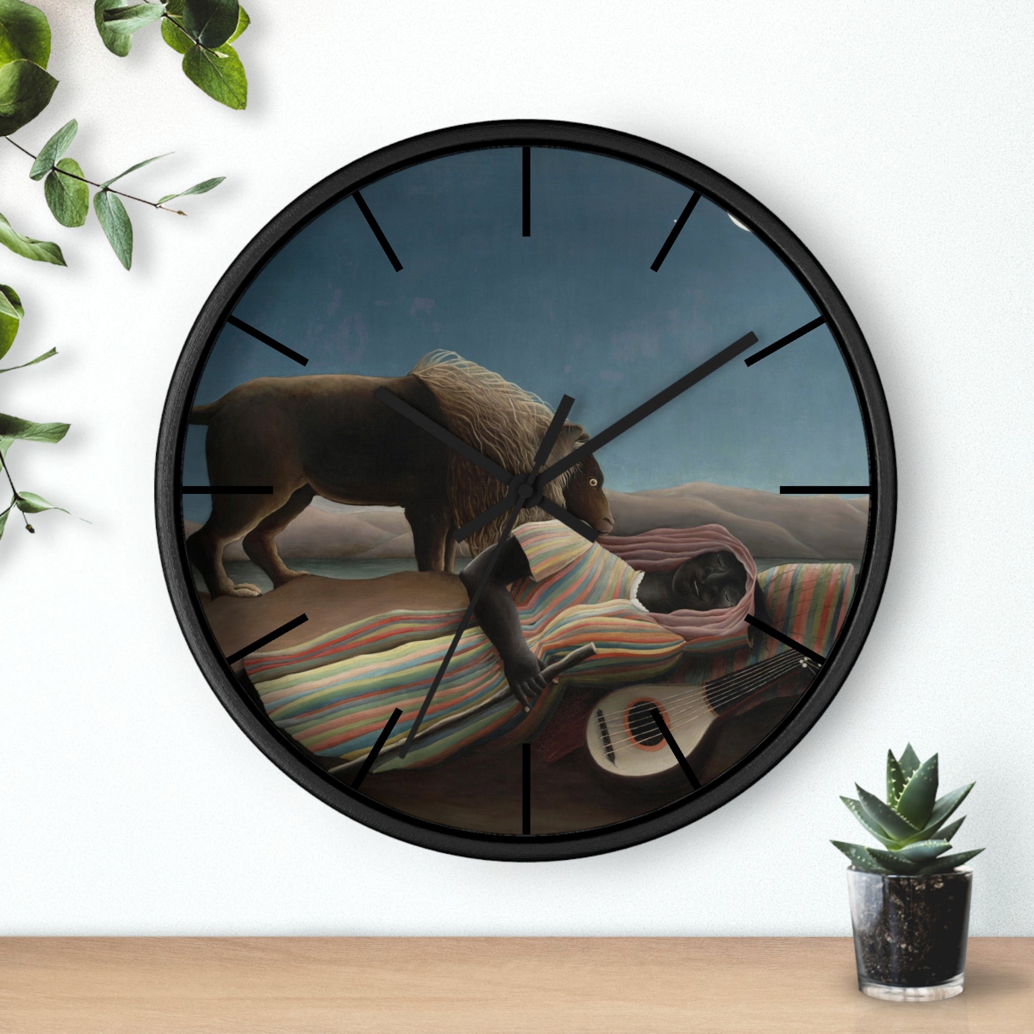 Custom Masters of Art Henri Rousseau The Sleeping Gypsy (La Bohémienne endormie) Premium Wall Clock - POPvault