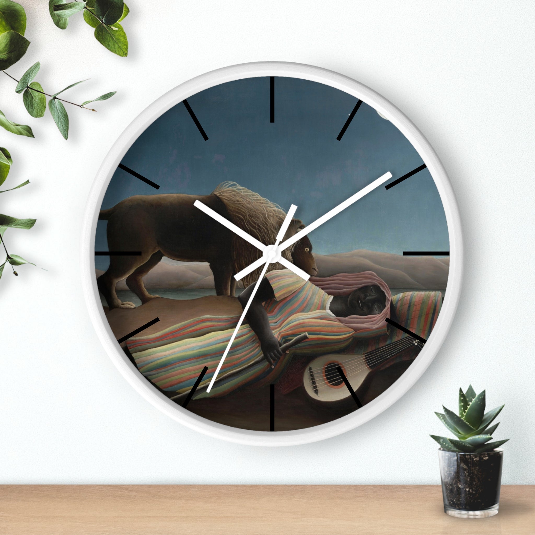 Custom Masters of Art Henri Rousseau The Sleeping Gypsy (La Bohémienne endormie) Premium Wall Clock - POPvault