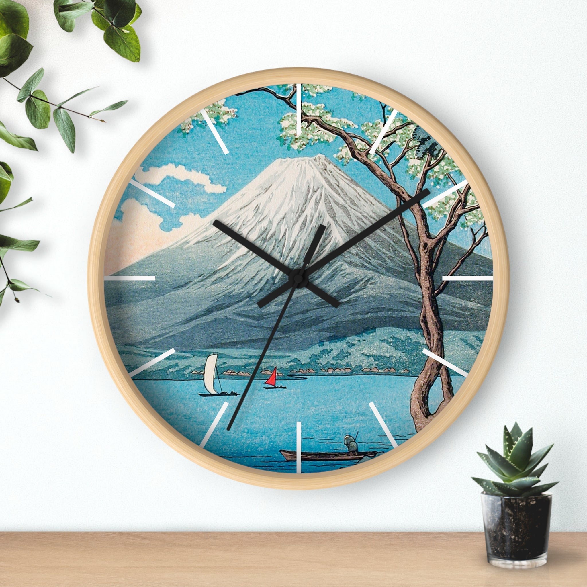 Custom Masters of Art Hiroaki Takahashi Mount Fuji from Lake Yamanaka Premium Wall Clock - POPvault