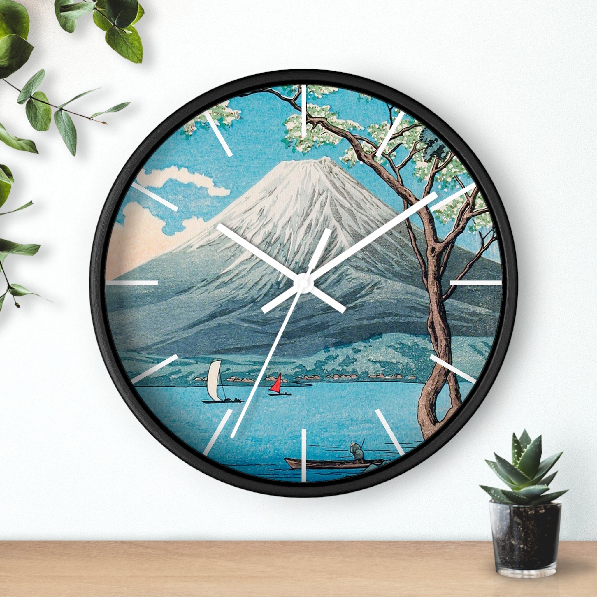 Custom Masters of Art Hiroaki Takahashi Mount Fuji from Lake Yamanaka Premium Wall Clock - POPvault