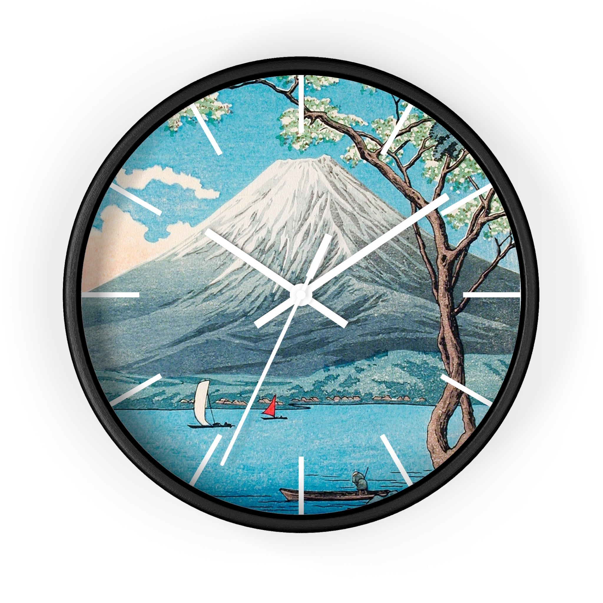 Custom Masters of Art Hiroaki Takahashi Mount Fuji from Lake Yamanaka Premium Wall Clock - POPvault