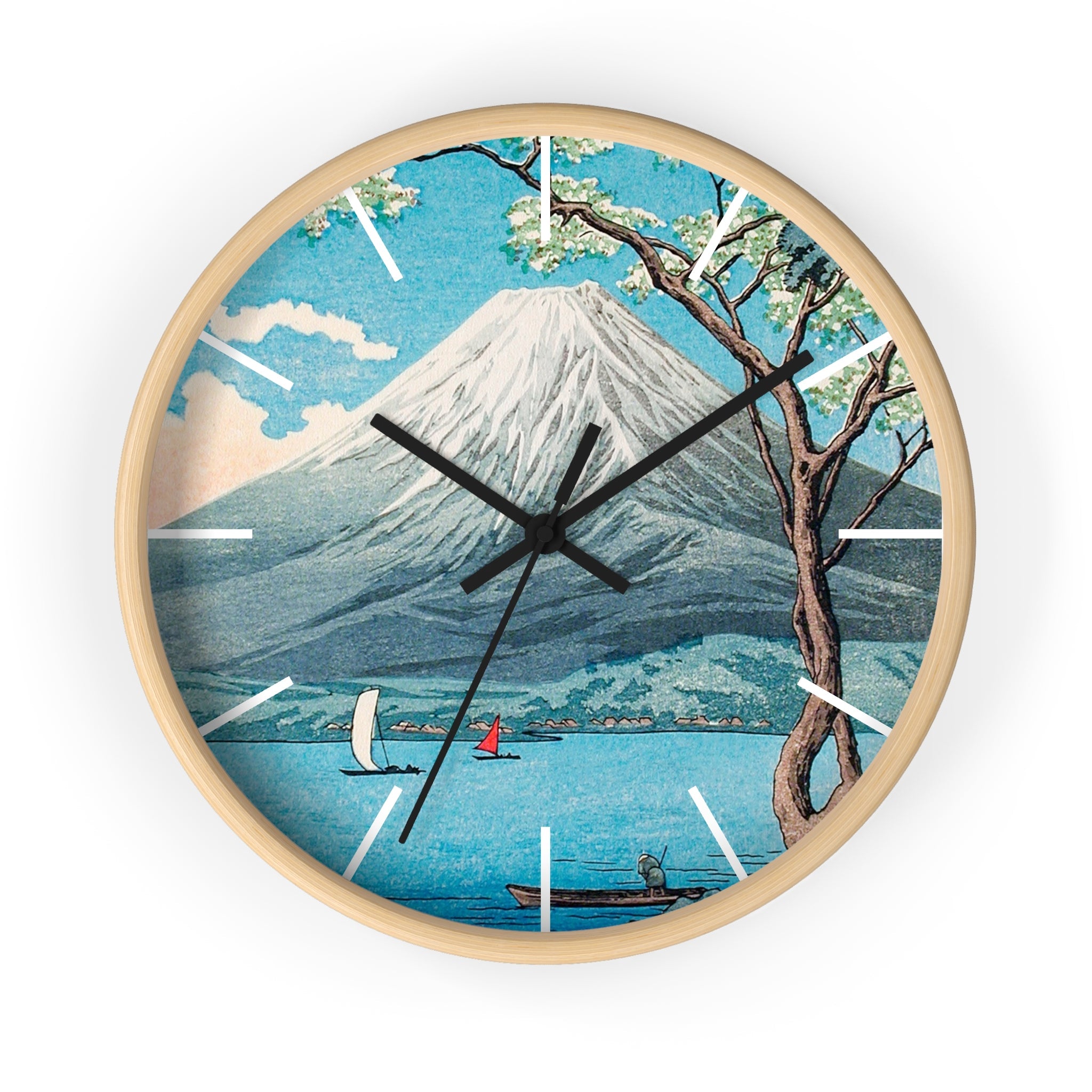 Custom Masters of Art Hiroaki Takahashi Mount Fuji from Lake Yamanaka Premium Wall Clock - POPvault