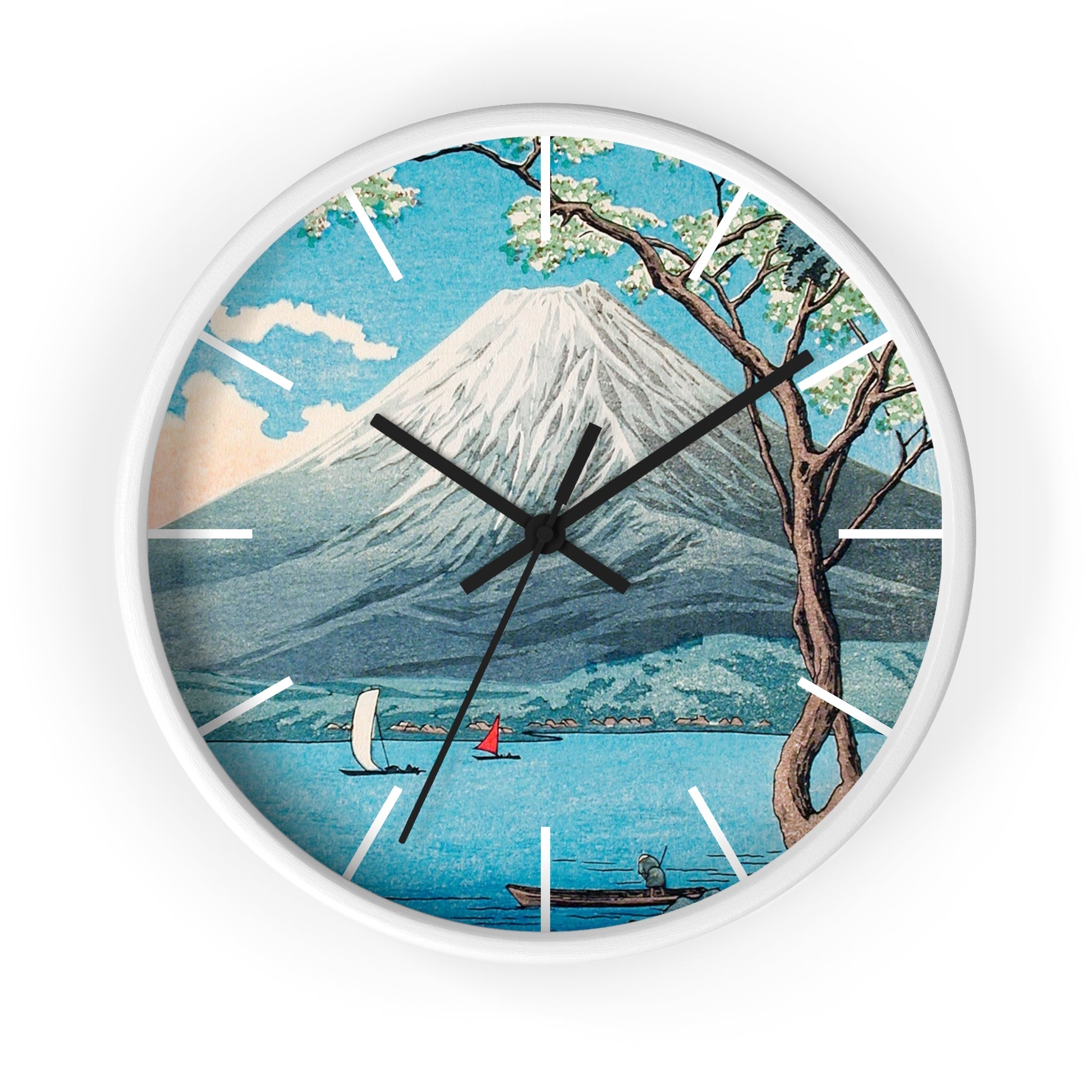 Custom Masters of Art Hiroaki Takahashi Mount Fuji from Lake Yamanaka Premium Wall Clock - POPvault