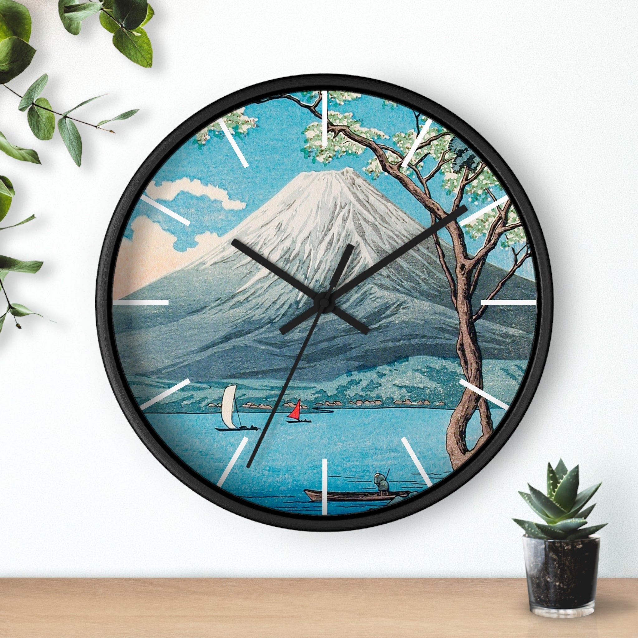 Custom Masters of Art Hiroaki Takahashi Mount Fuji from Lake Yamanaka Premium Wall Clock - POPvault