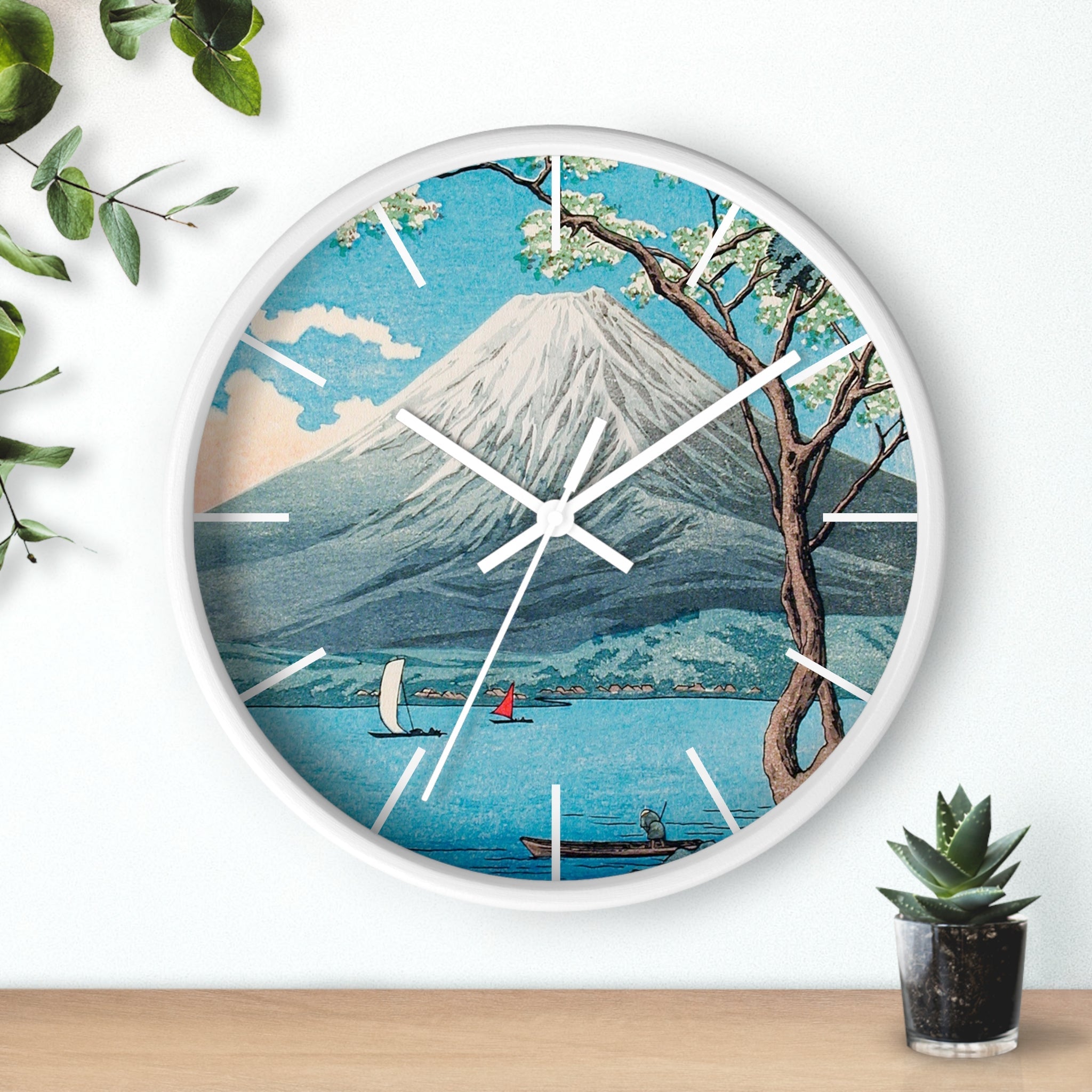 Custom Masters of Art Hiroaki Takahashi Mount Fuji from Lake Yamanaka Premium Wall Clock - POPvault