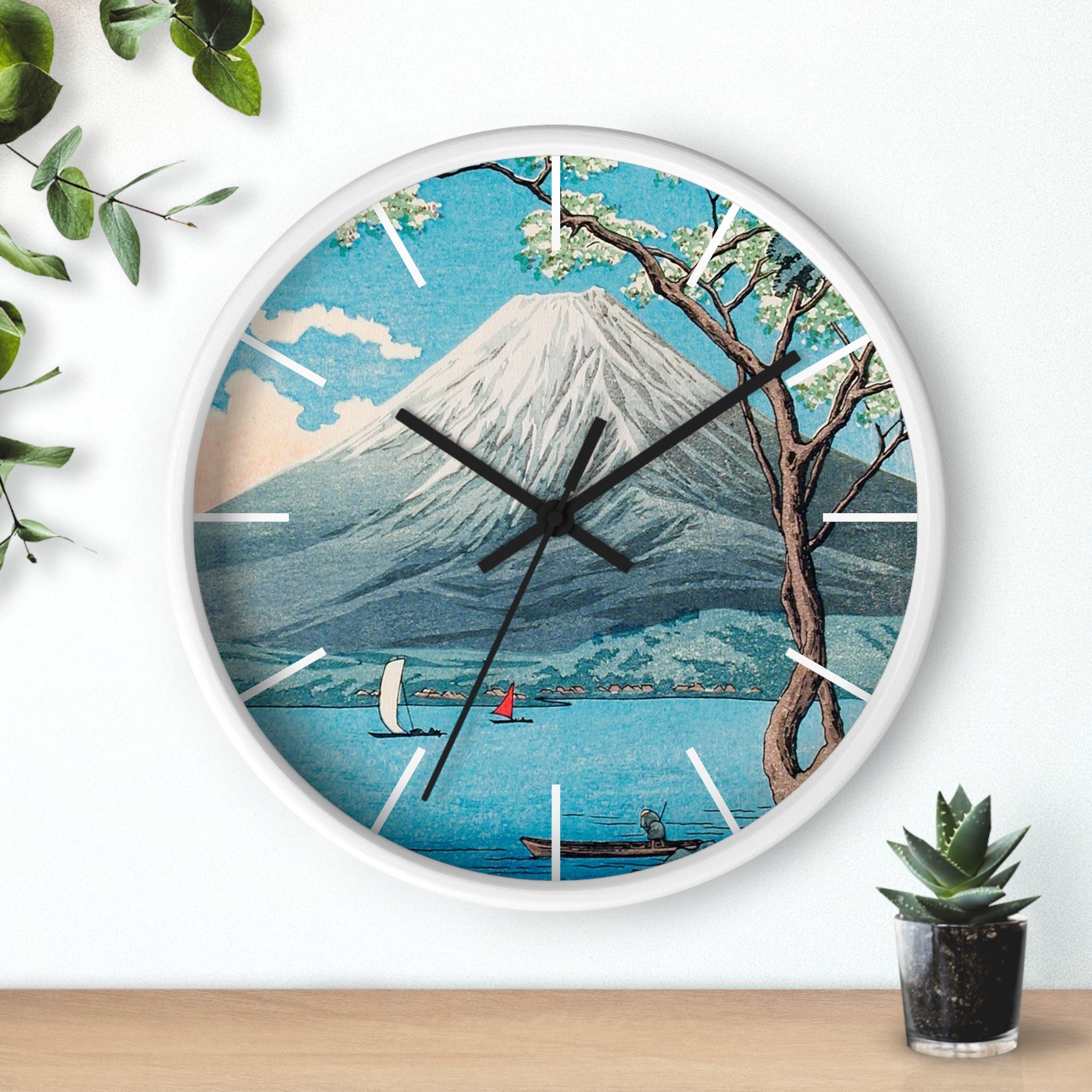 Custom Masters of Art Hiroaki Takahashi Mount Fuji from Lake Yamanaka Premium Wall Clock - POPvault