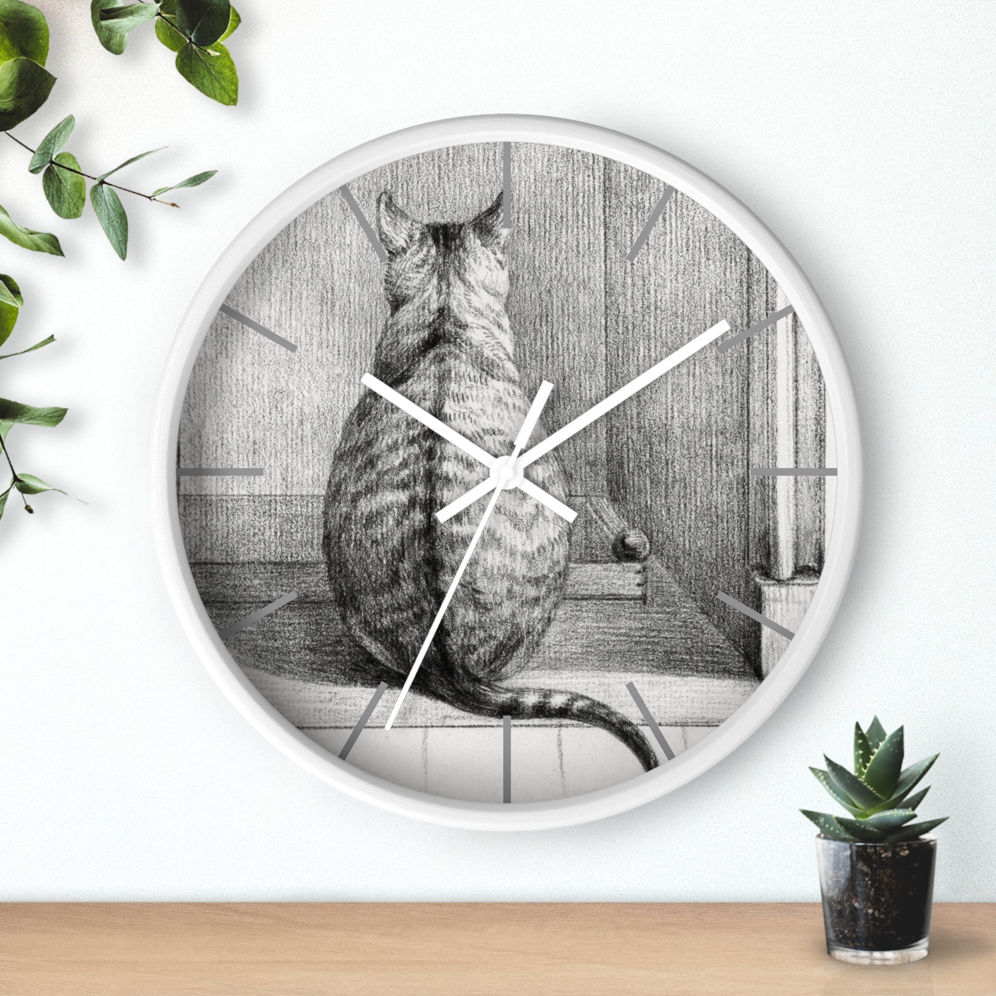 Custom Masters of Art Jean Bernard Sitting Cat, From Behind Premium Wall Clock - POPvault