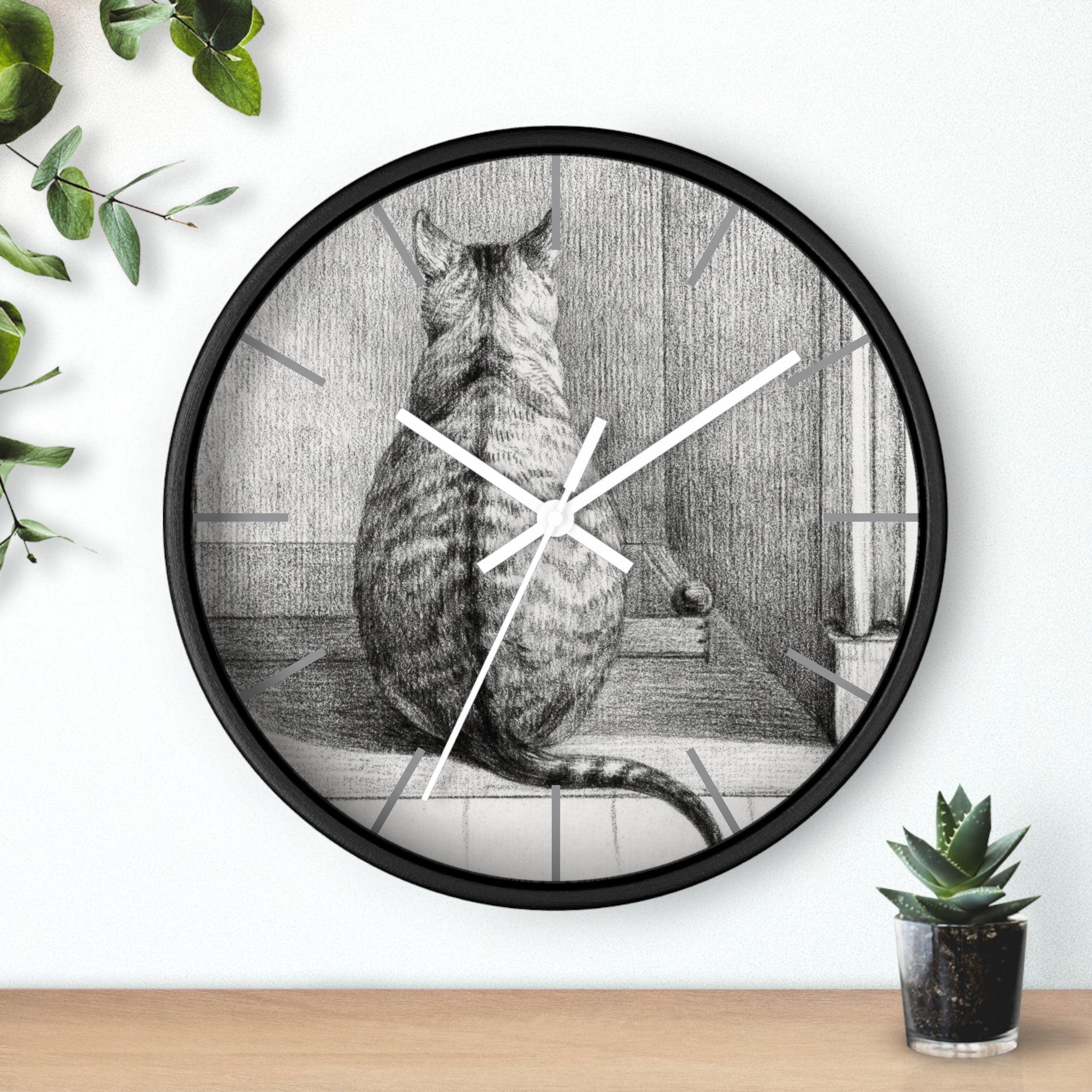 Custom Masters of Art Jean Bernard Sitting Cat, From Behind Premium Wall Clock - POPvault