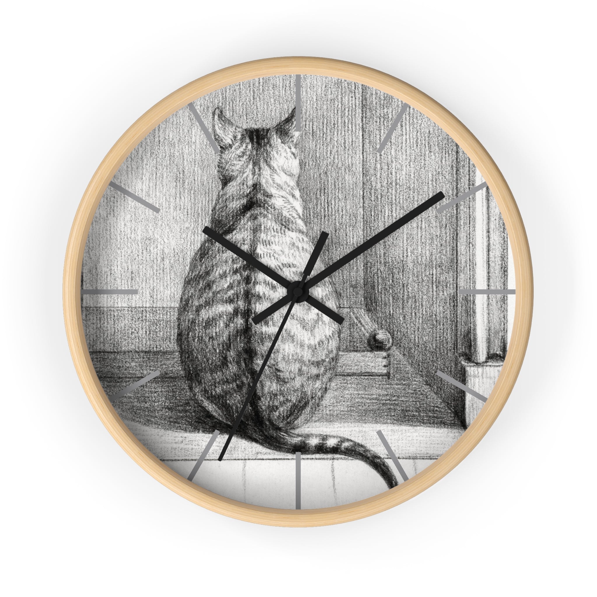 Custom Masters of Art Jean Bernard Sitting Cat, From Behind Premium Wall Clock - POPvault