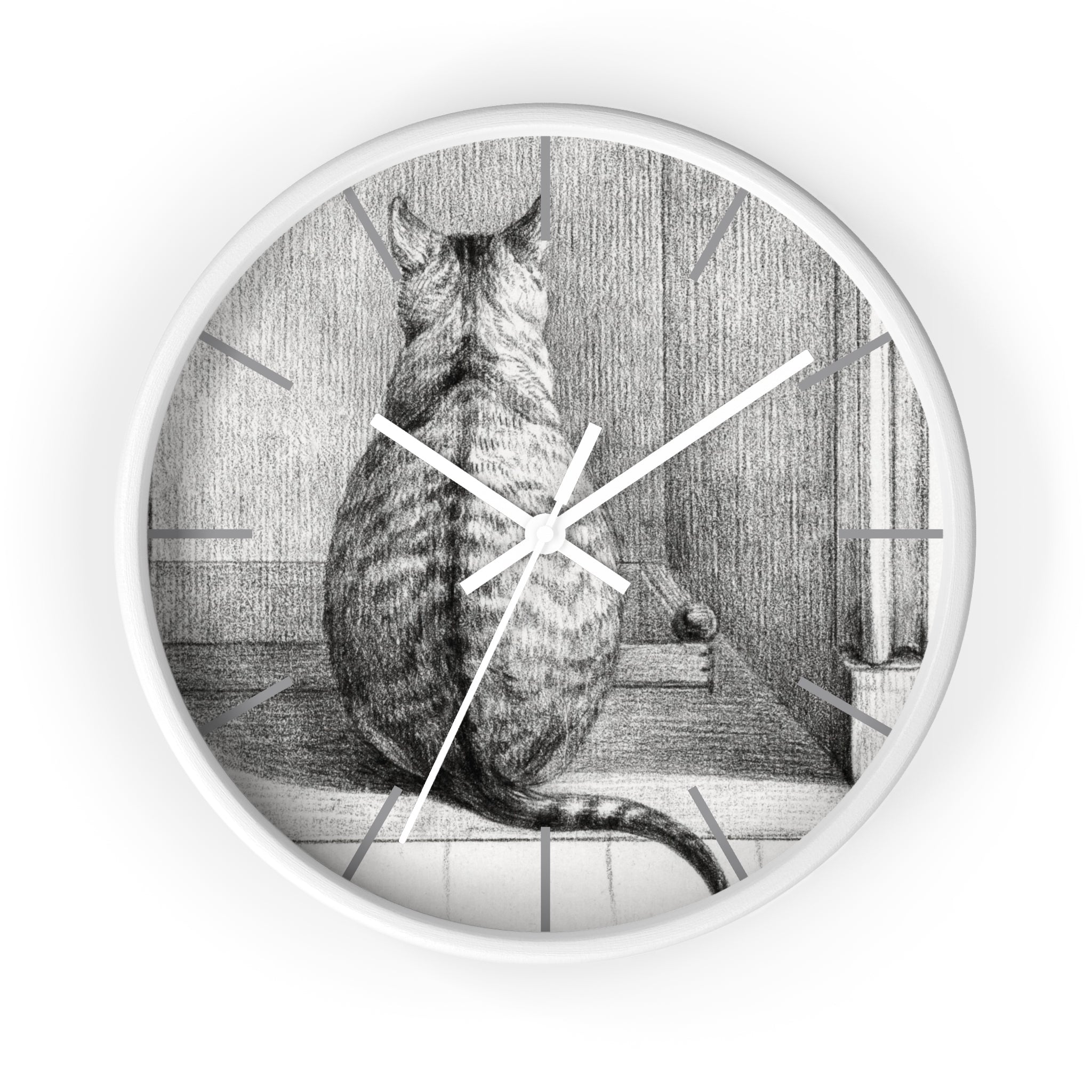 Custom Masters of Art Jean Bernard Sitting Cat, From Behind Premium Wall Clock - POPvault