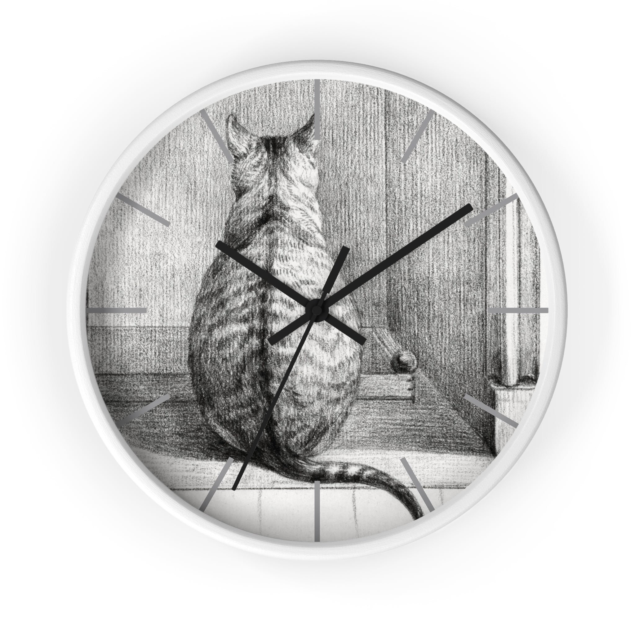 Custom Masters of Art Jean Bernard Sitting Cat, From Behind Premium Wall Clock - POPvault