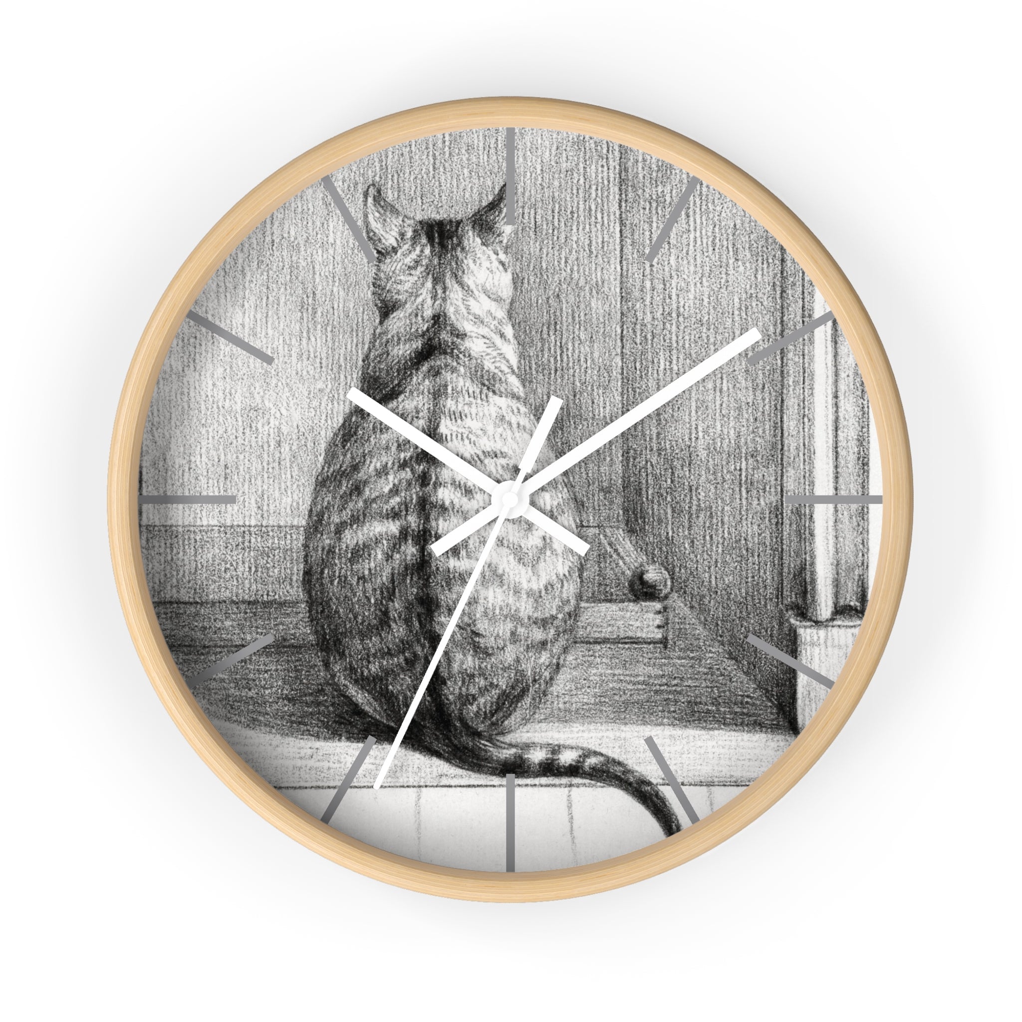 Custom Masters of Art Jean Bernard Sitting Cat, From Behind Premium Wall Clock - POPvault