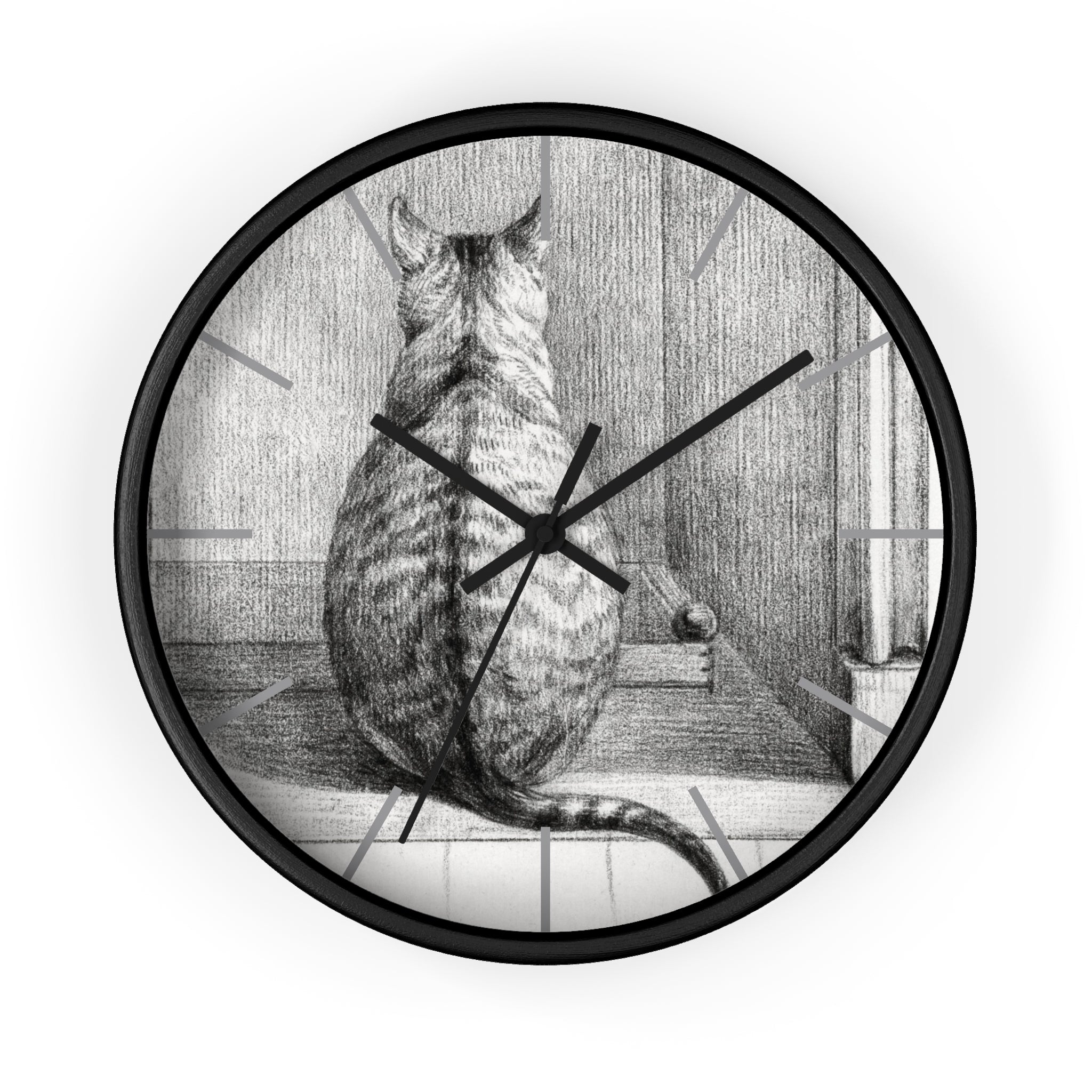 Custom Masters of Art Jean Bernard Sitting Cat, From Behind Premium Wall Clock - POPvault