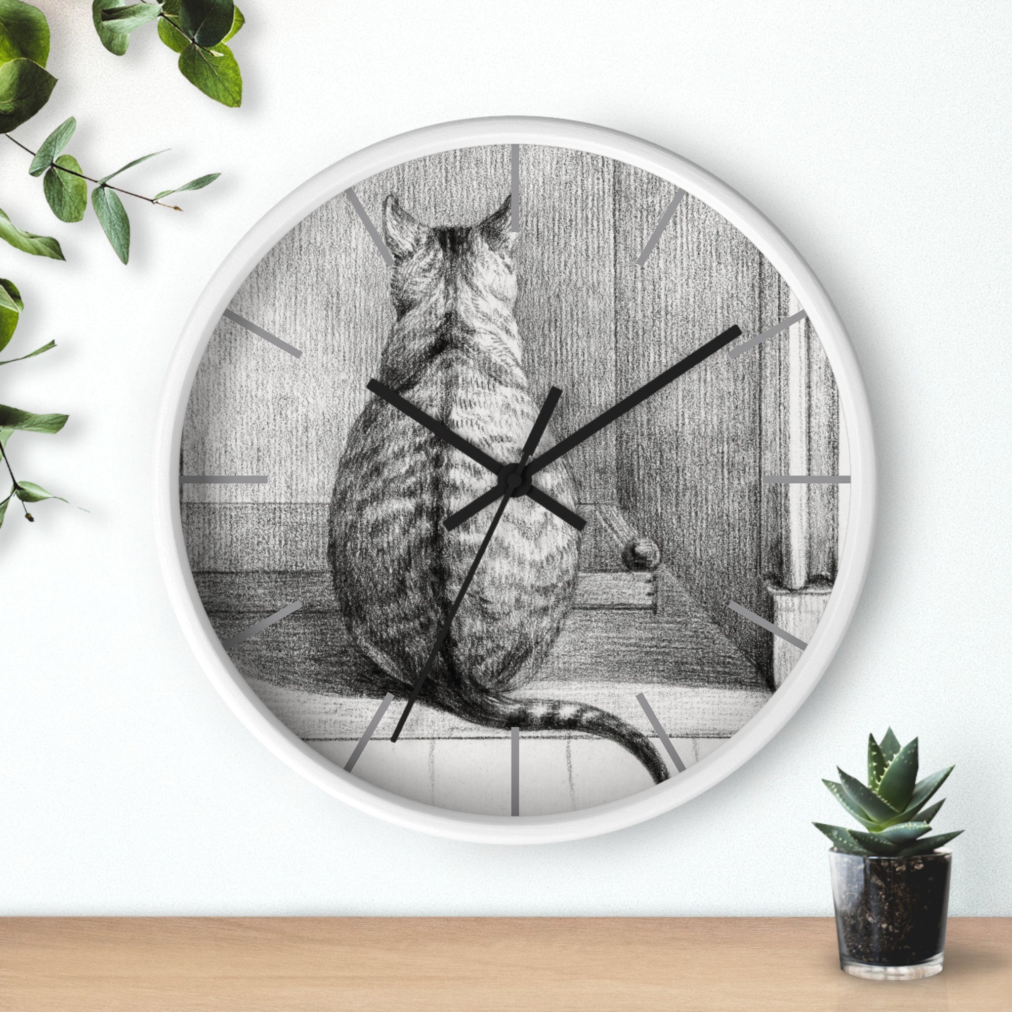 Custom Masters of Art Jean Bernard Sitting Cat, From Behind Premium Wall Clock - POPvault