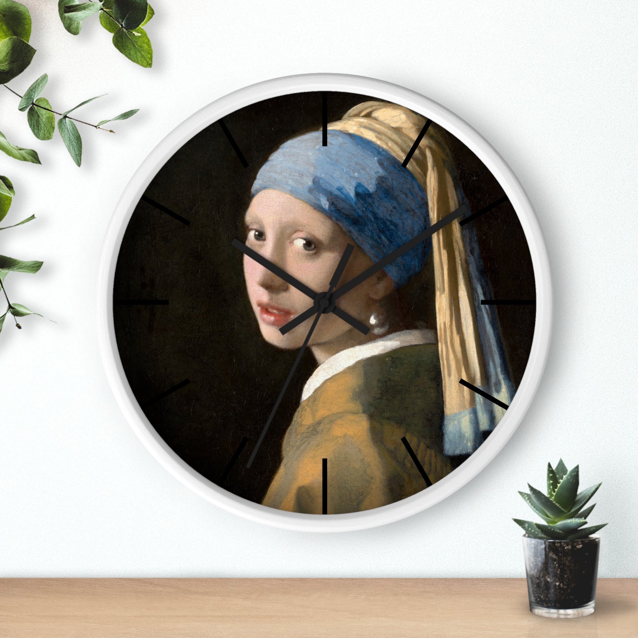 Custom Masters of Art Johannes Vermeer Girl with a Pearl Earring Premium Wall Clock - POPvault