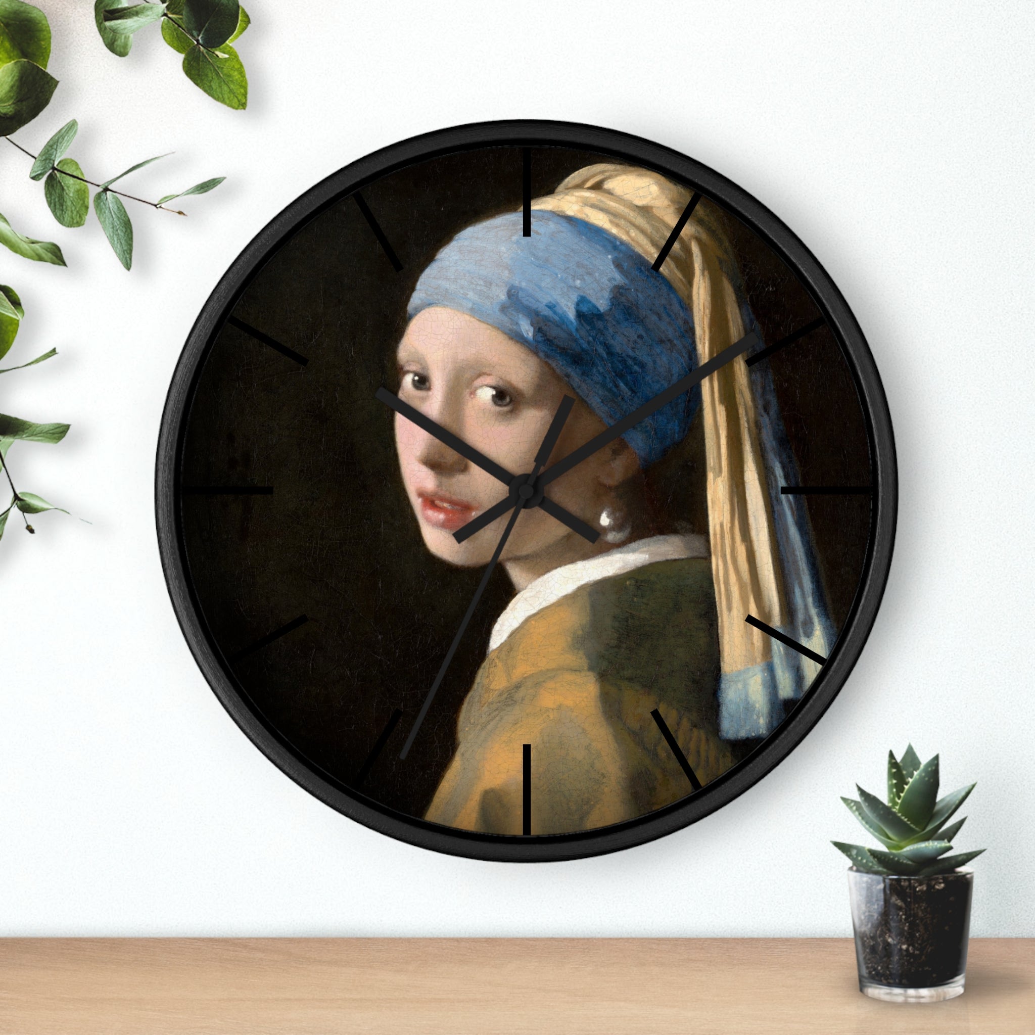 Custom Masters of Art Johannes Vermeer Girl with a Pearl Earring Premium Wall Clock - POPvault