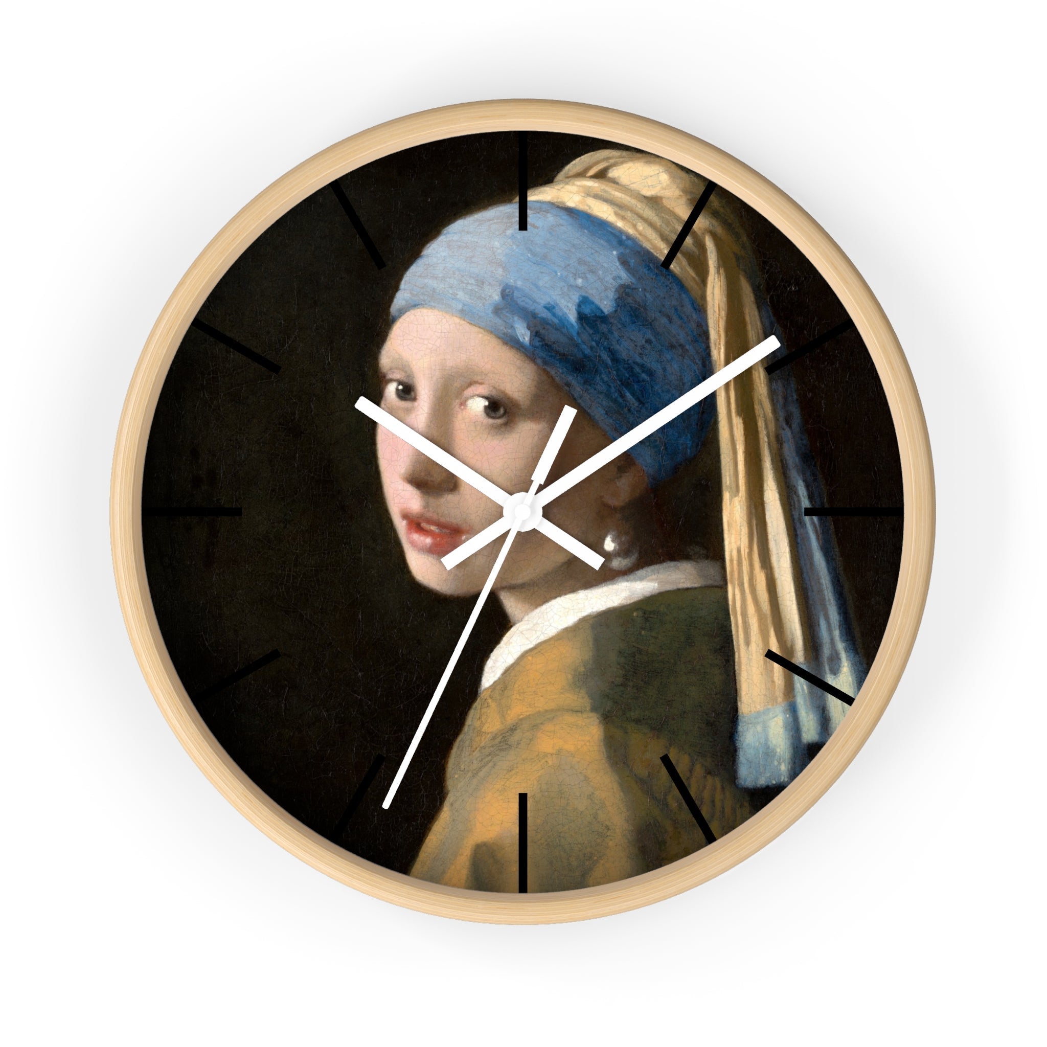 Custom Masters of Art Johannes Vermeer Girl with a Pearl Earring Premium Wall Clock - POPvault