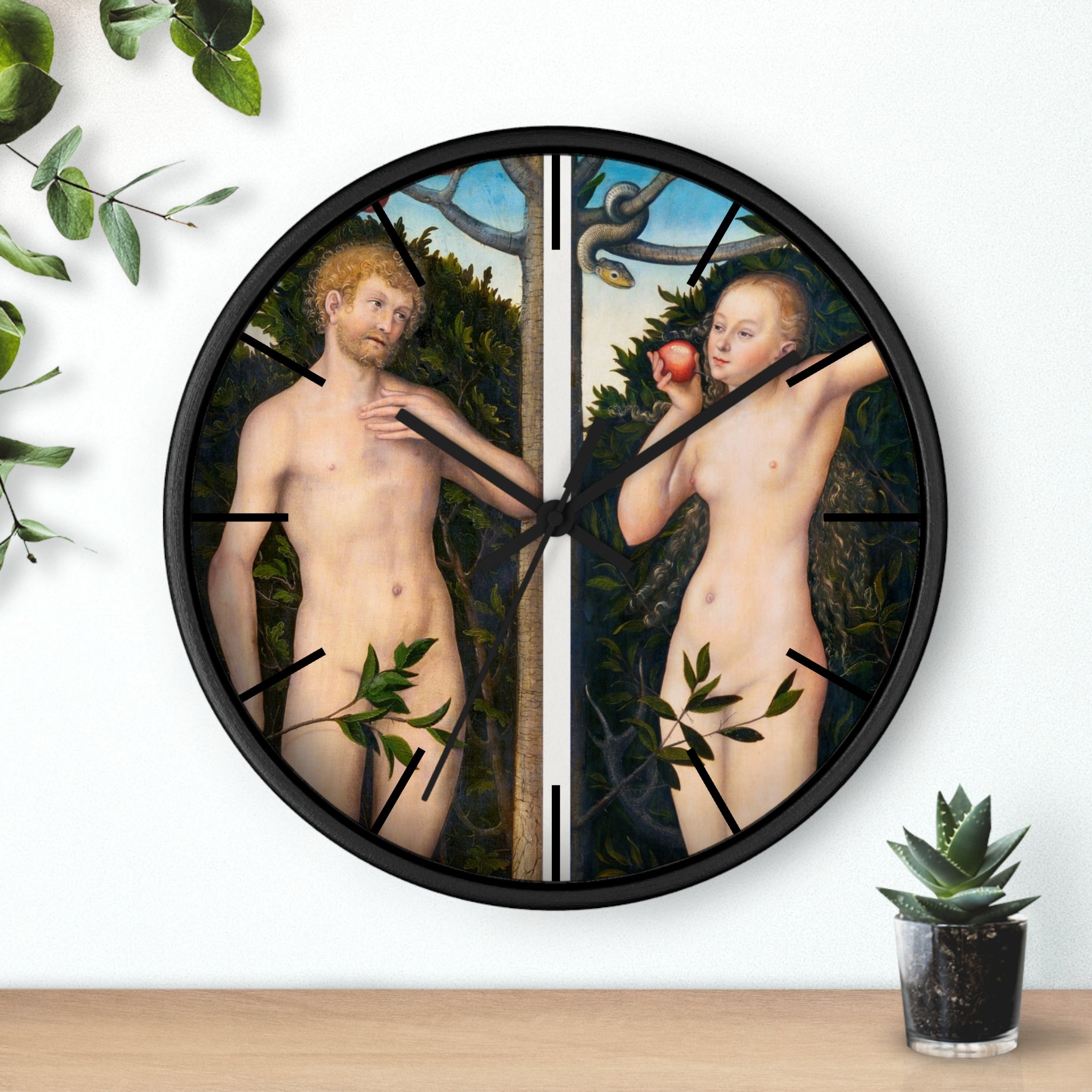 Custom Masters of Art Lucas Cranach Adam and Eve Premium Wall Clock - POPvault