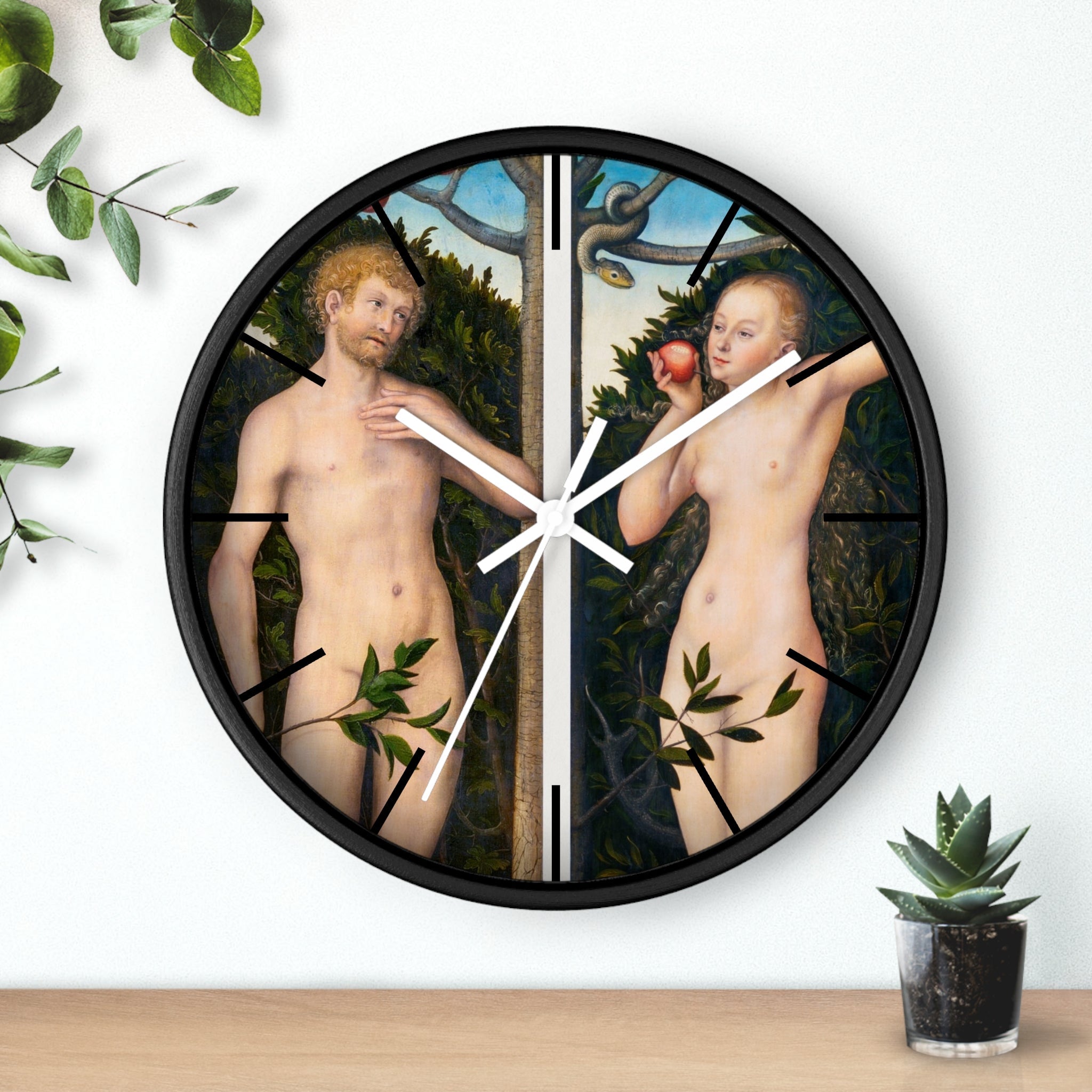 Custom Masters of Art Lucas Cranach Adam and Eve Premium Wall Clock - POPvault