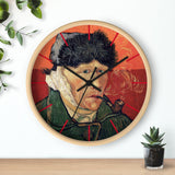 Custom Masters of Art Vincent van Gogh Self - Portrait with Bandaged Ear and Pipe Premium Wall Clock - POPvault