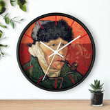 Custom Masters of Art Vincent van Gogh Self - Portrait with Bandaged Ear and Pipe Premium Wall Clock - POPvault