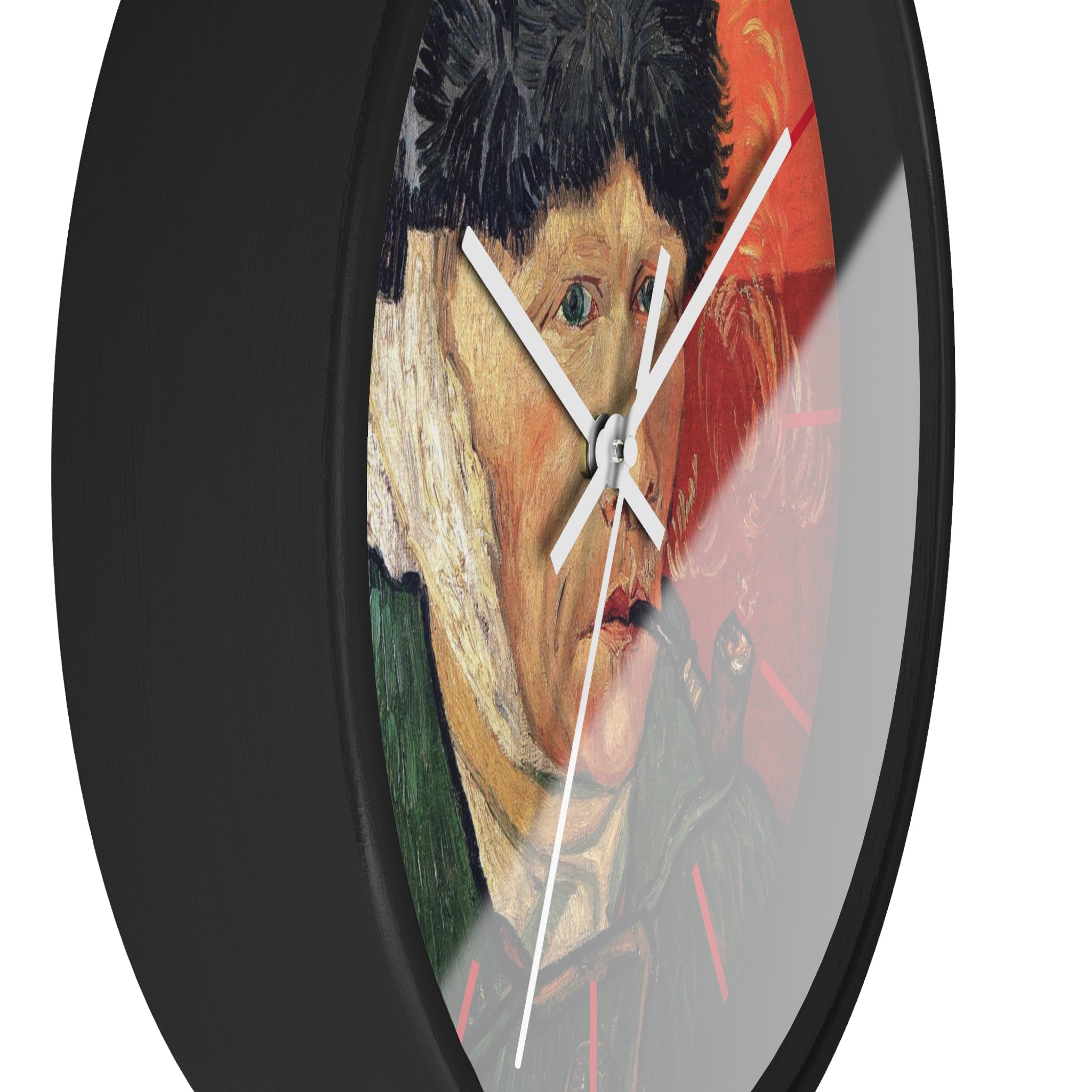 Custom Masters of Art Vincent van Gogh Self - Portrait with Bandaged Ear and Pipe Premium Wall Clock - POPvault