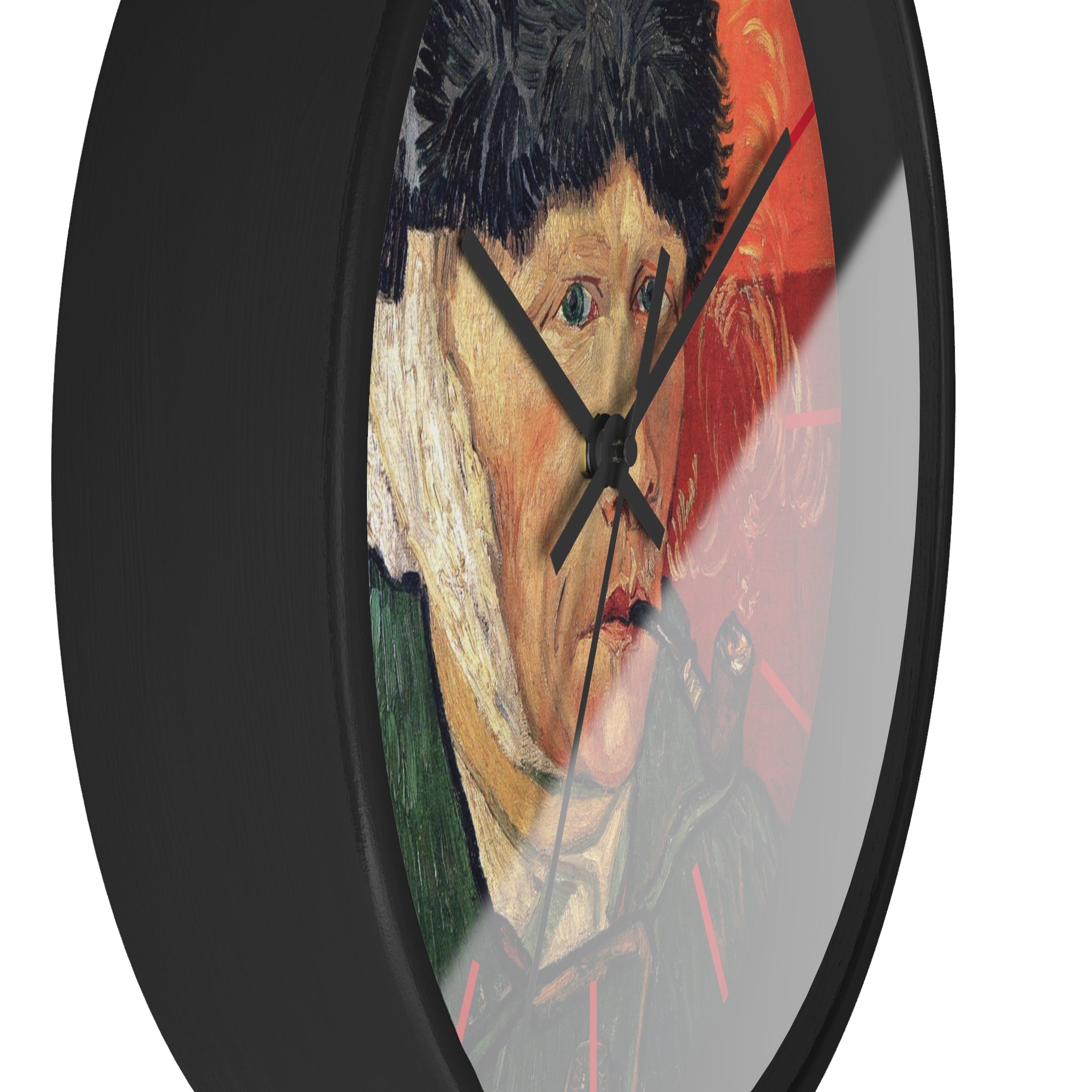 Custom Masters of Art Vincent van Gogh Self - Portrait with Bandaged Ear and Pipe Premium Wall Clock - POPvault