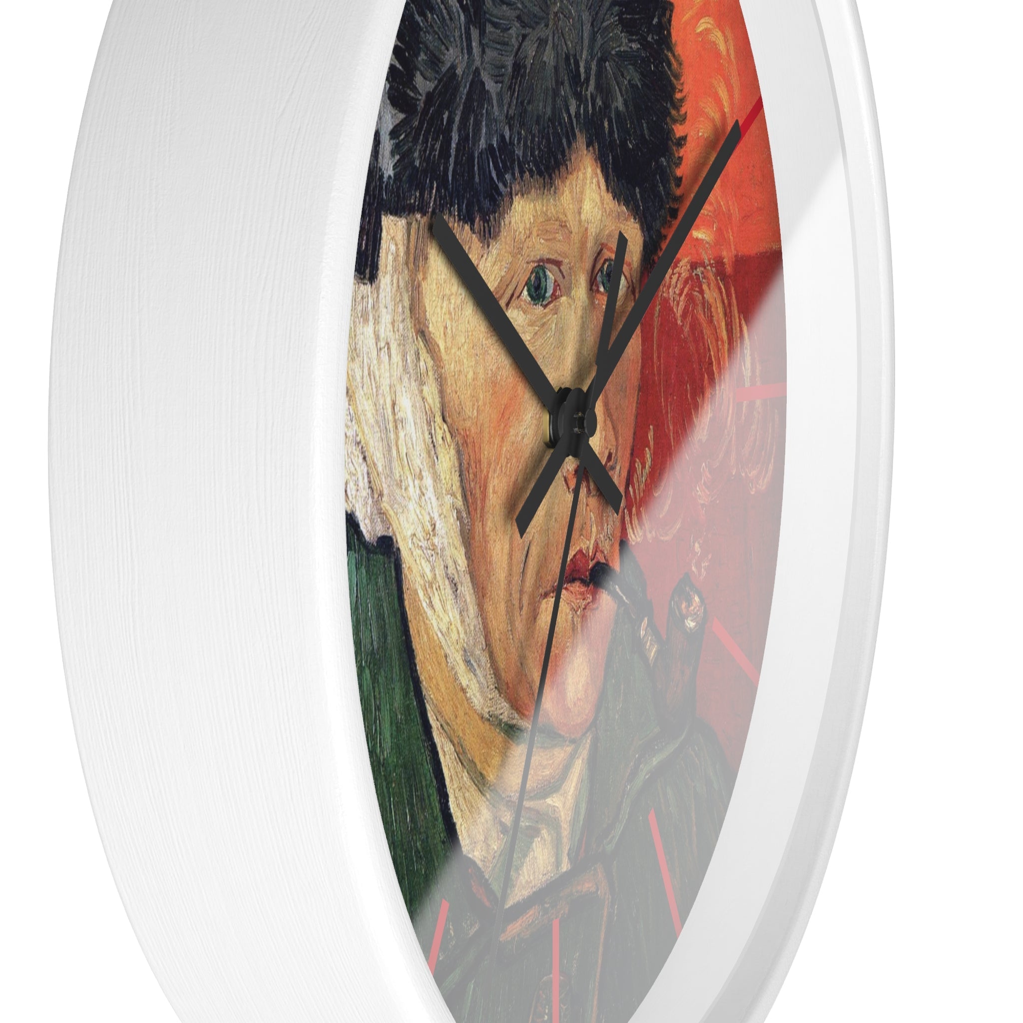 Custom Masters of Art Vincent van Gogh Self - Portrait with Bandaged Ear and Pipe Premium Wall Clock - POPvault