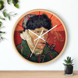 Custom Masters of Art Vincent van Gogh Self - Portrait with Bandaged Ear and Pipe Premium Wall Clock - POPvault