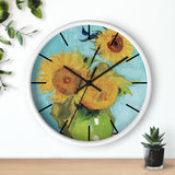 Custom Masters of Art Vincent van Gogh Vase with Three Sunflowers Premium Wall Clock - POPvault