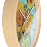 Custom Masters of Art Vincent van Gogh Vase with Three Sunflowers Premium Wall Clock - POPvault