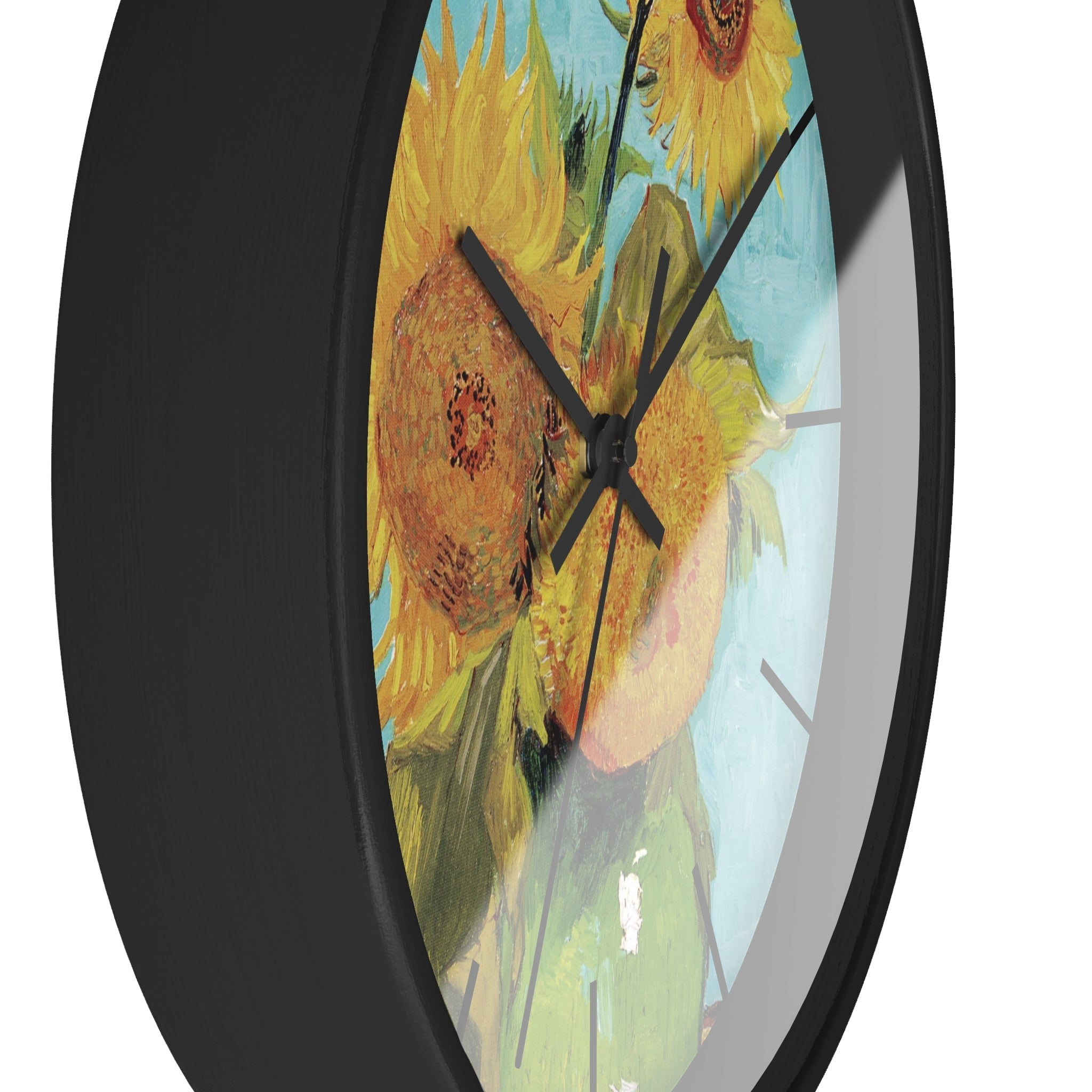 Custom Masters of Art Vincent van Gogh Vase with Three Sunflowers Premium Wall Clock - POPvault