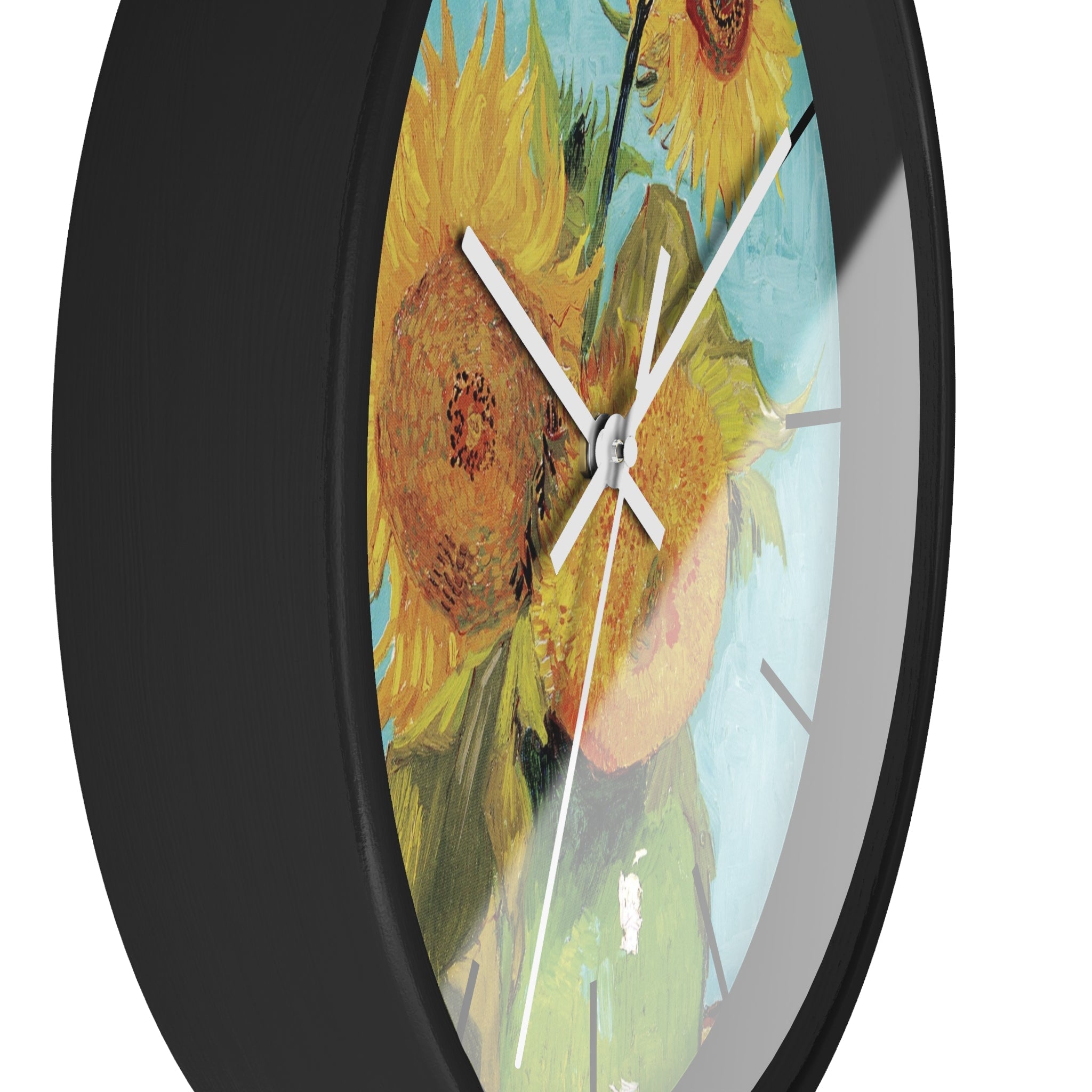 Custom Masters of Art Vincent van Gogh Vase with Three Sunflowers Premium Wall Clock - POPvault