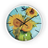 Custom Masters of Art Vincent van Gogh Vase with Three Sunflowers Premium Wall Clock - POPvault