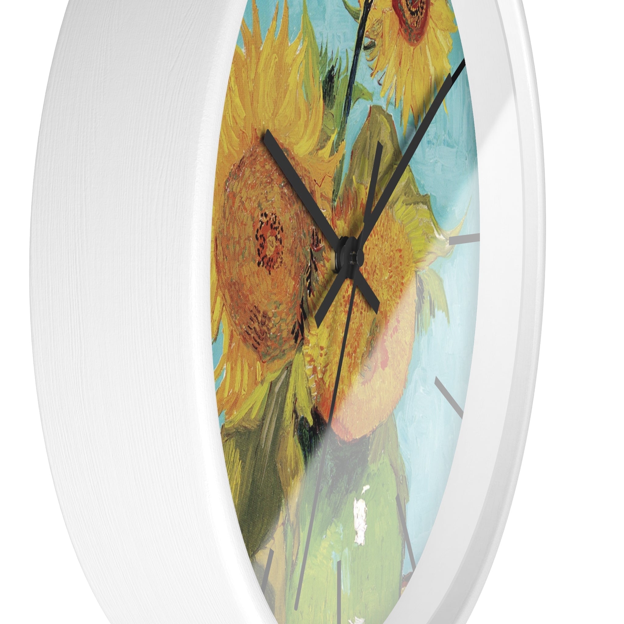 Custom Masters of Art Vincent van Gogh Vase with Three Sunflowers Premium Wall Clock - POPvault