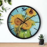 Custom Masters of Art Vincent van Gogh Vase with Three Sunflowers Premium Wall Clock - POPvault