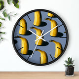 Custom Masters of Photography Seamless Pattern of Bananas on Blue Background Premium Wall Clock - POPvault