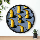 Custom Masters of Photography Seamless Pattern of Bananas on Blue Background Premium Wall Clock - POPvault